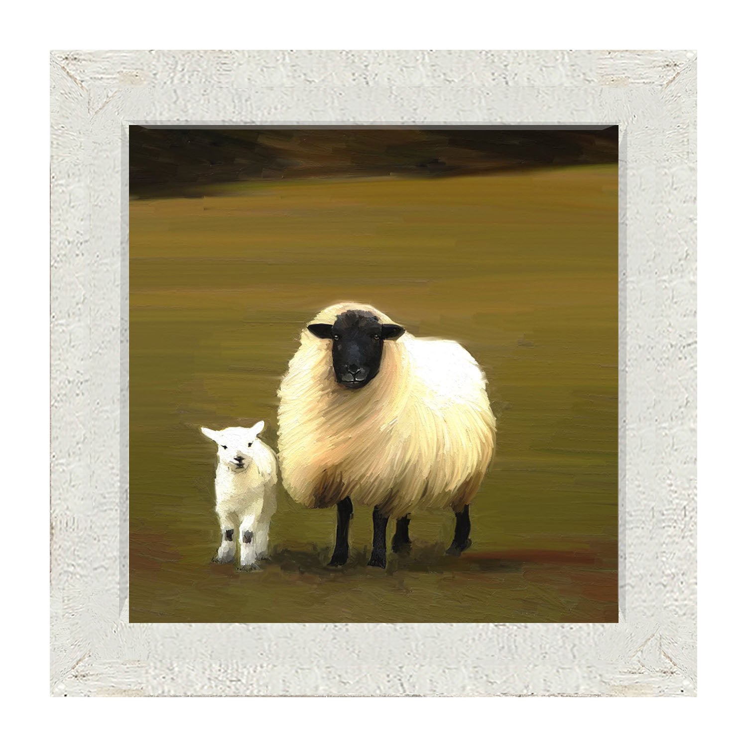 Black faced sheep and lamb - Framed Art