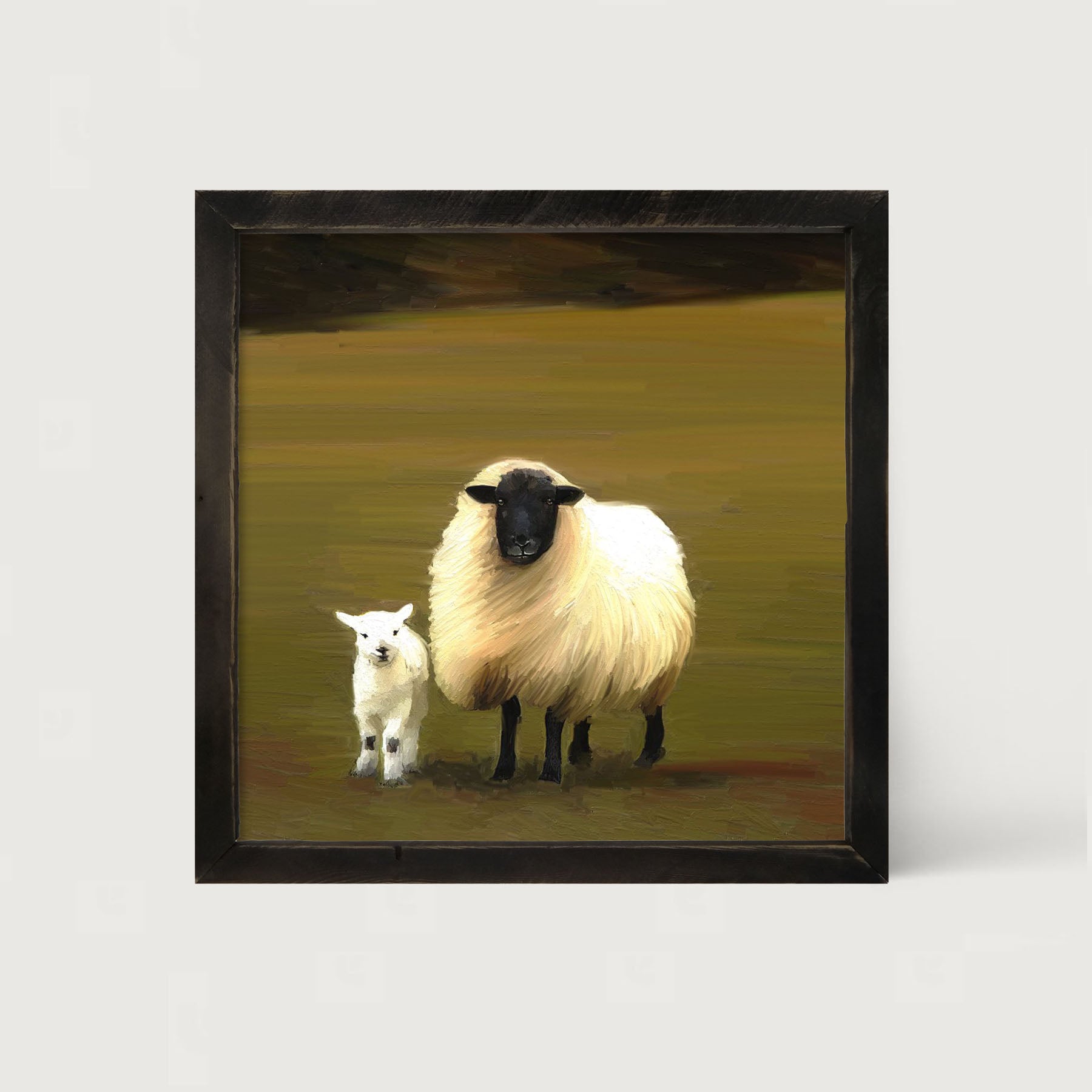 Black faced sheep and lamb - Framed Art