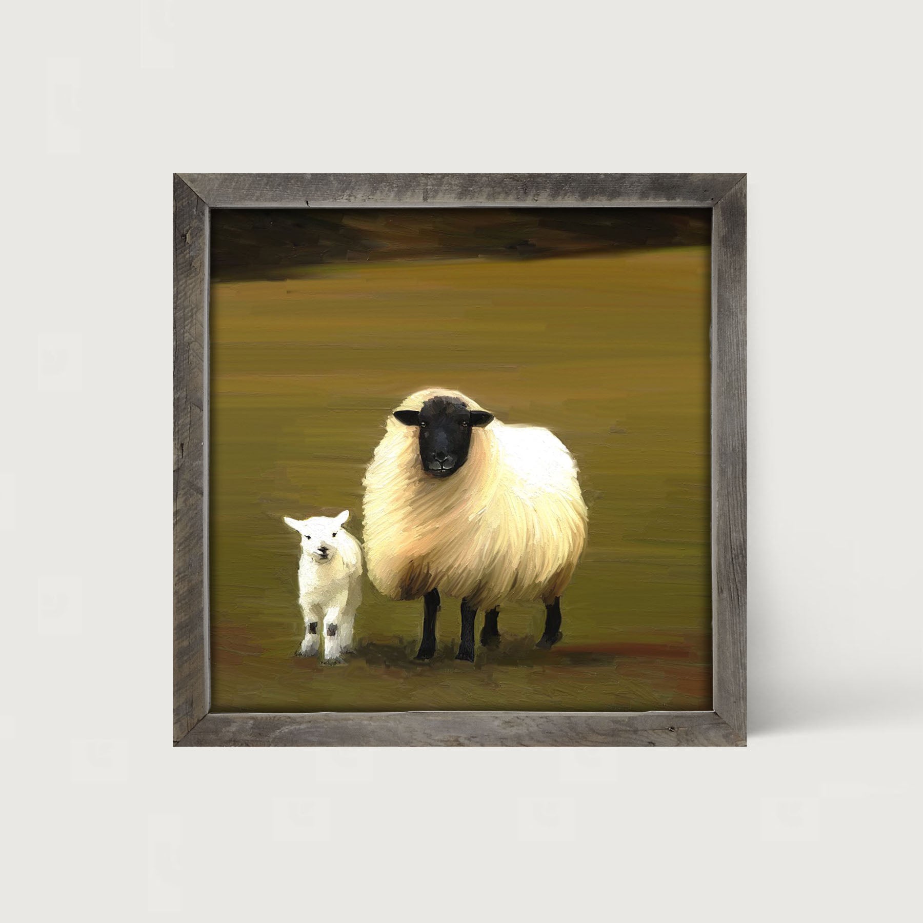 Black faced sheep and lamb - Framed Art