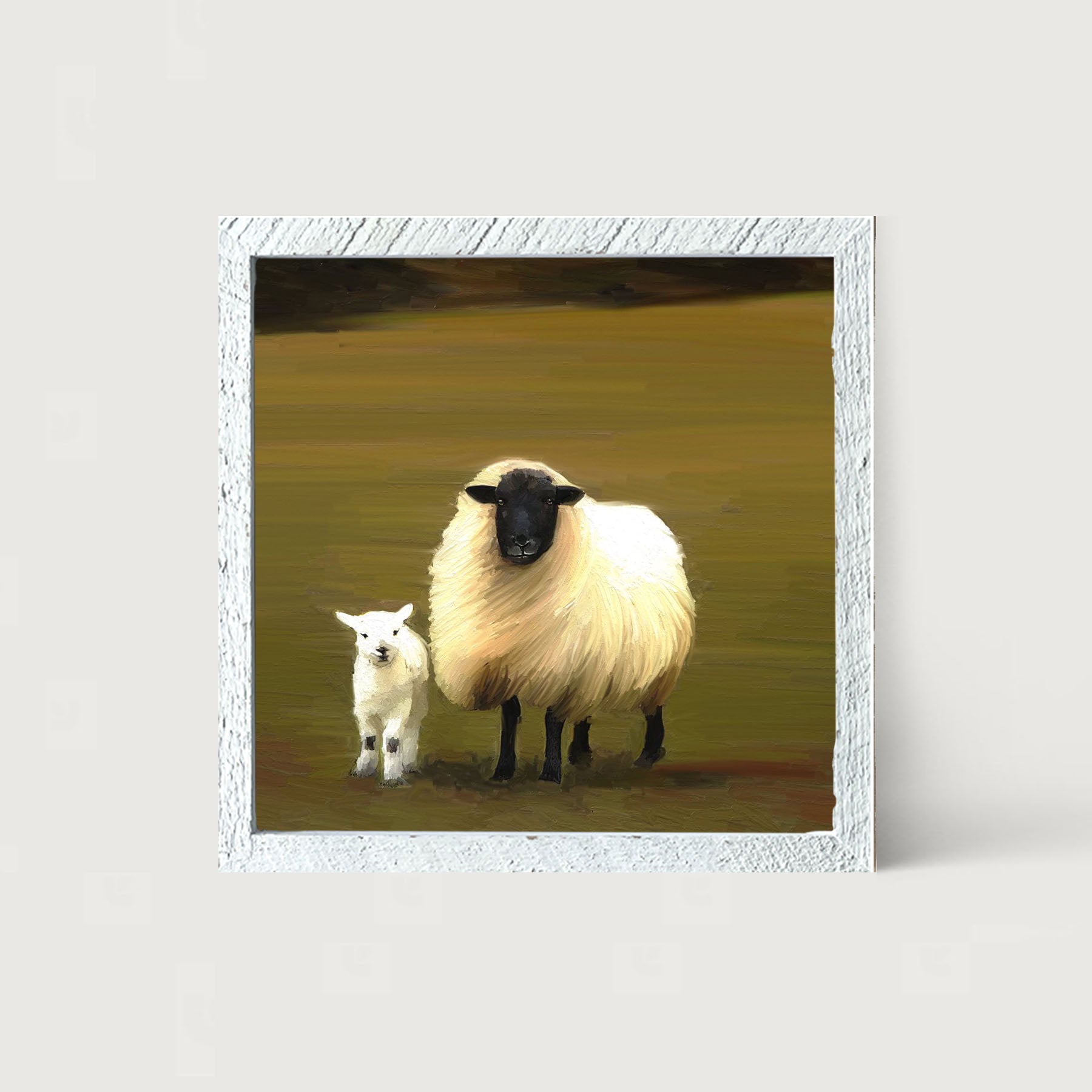 Black faced sheep and lamb - Framed Art