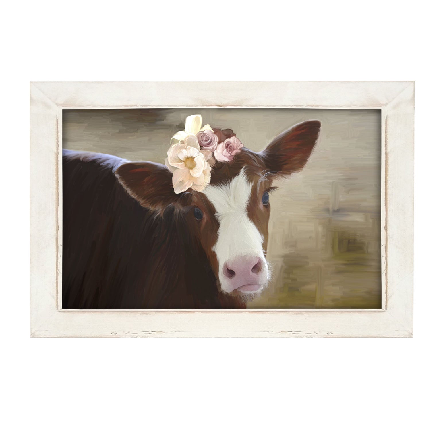 Baby cow with flowers