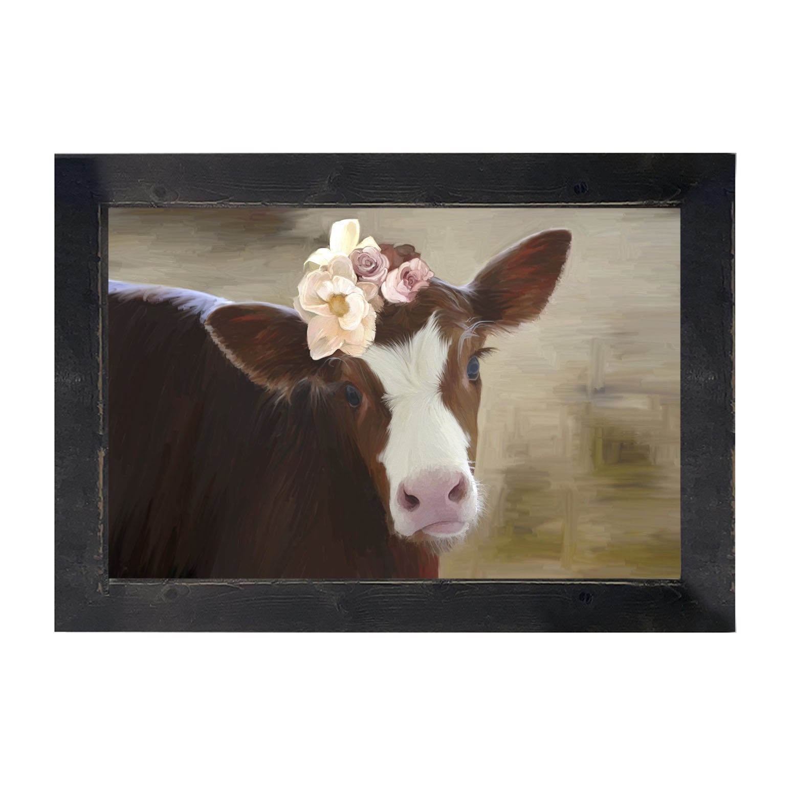 Baby cow with flowers