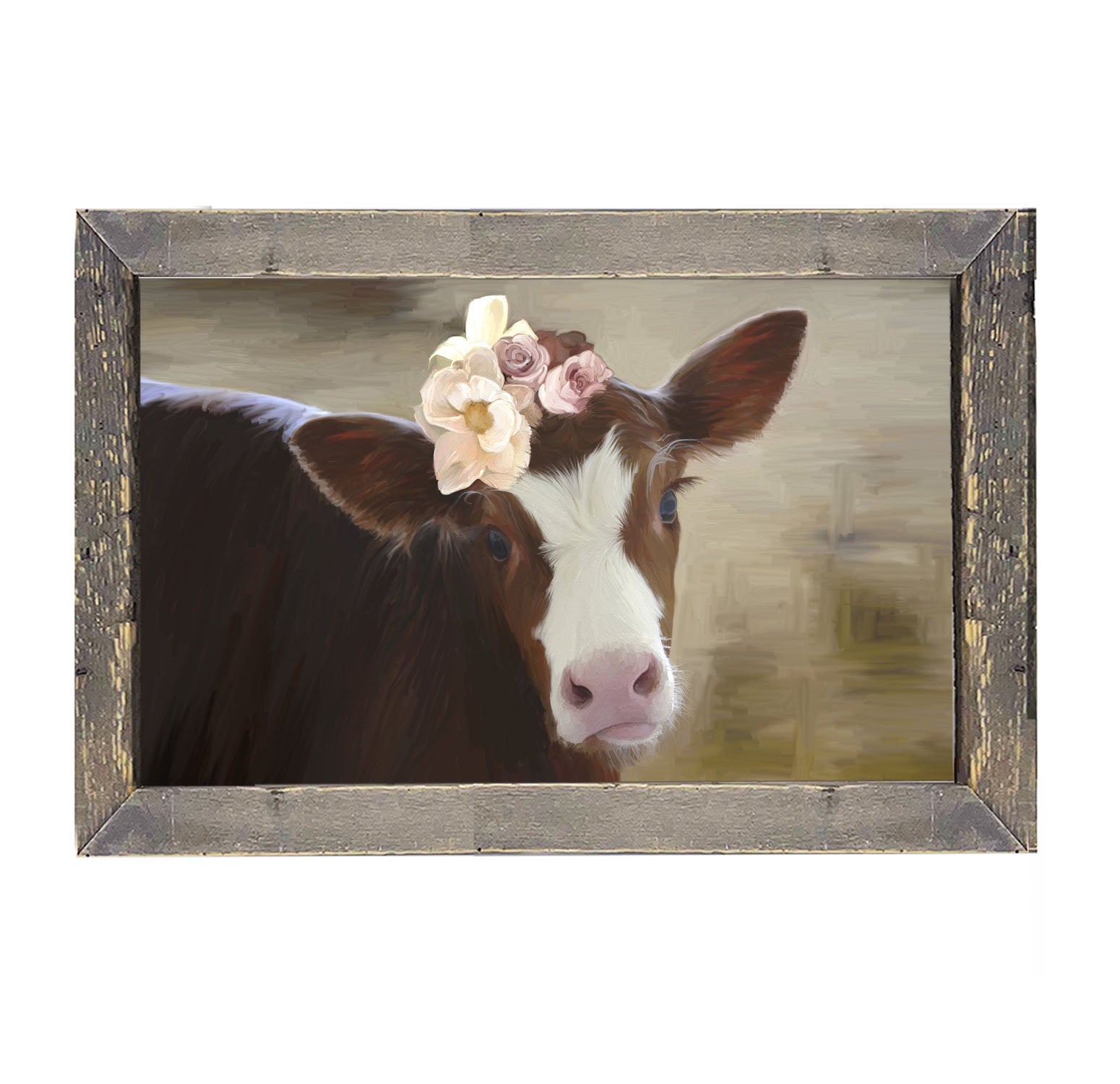Baby cow with flowers
