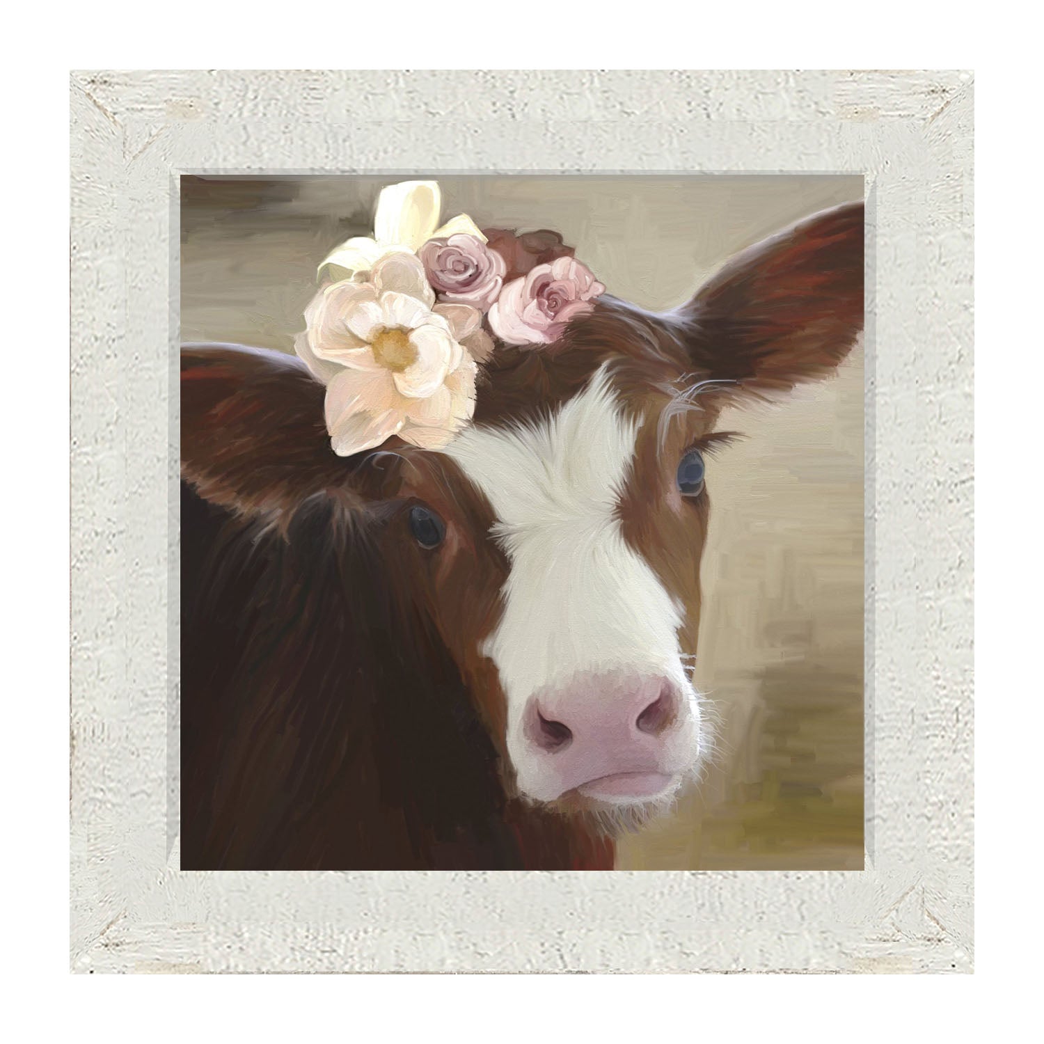 Baby cow with flowers