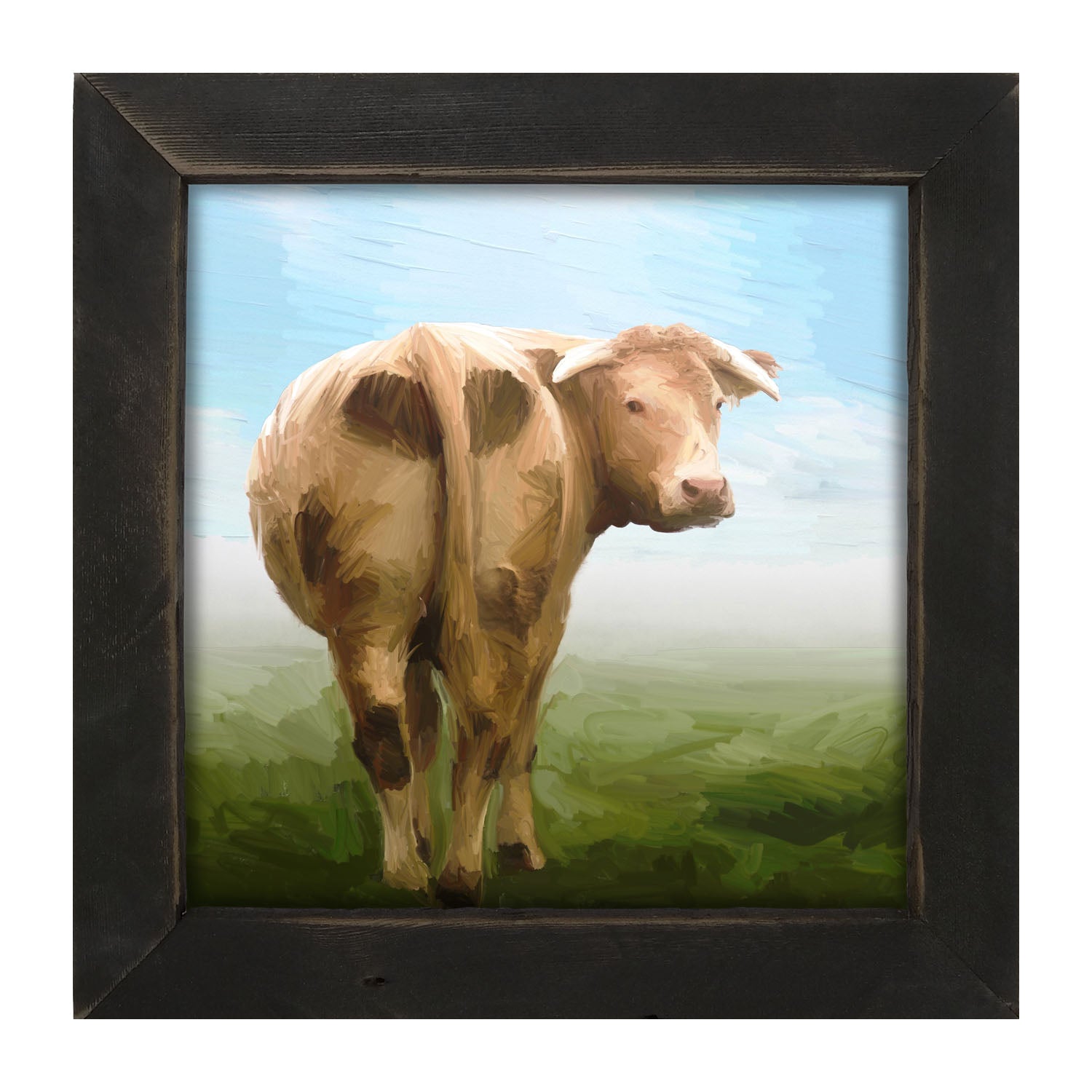 Cow Looking Back - Framed art