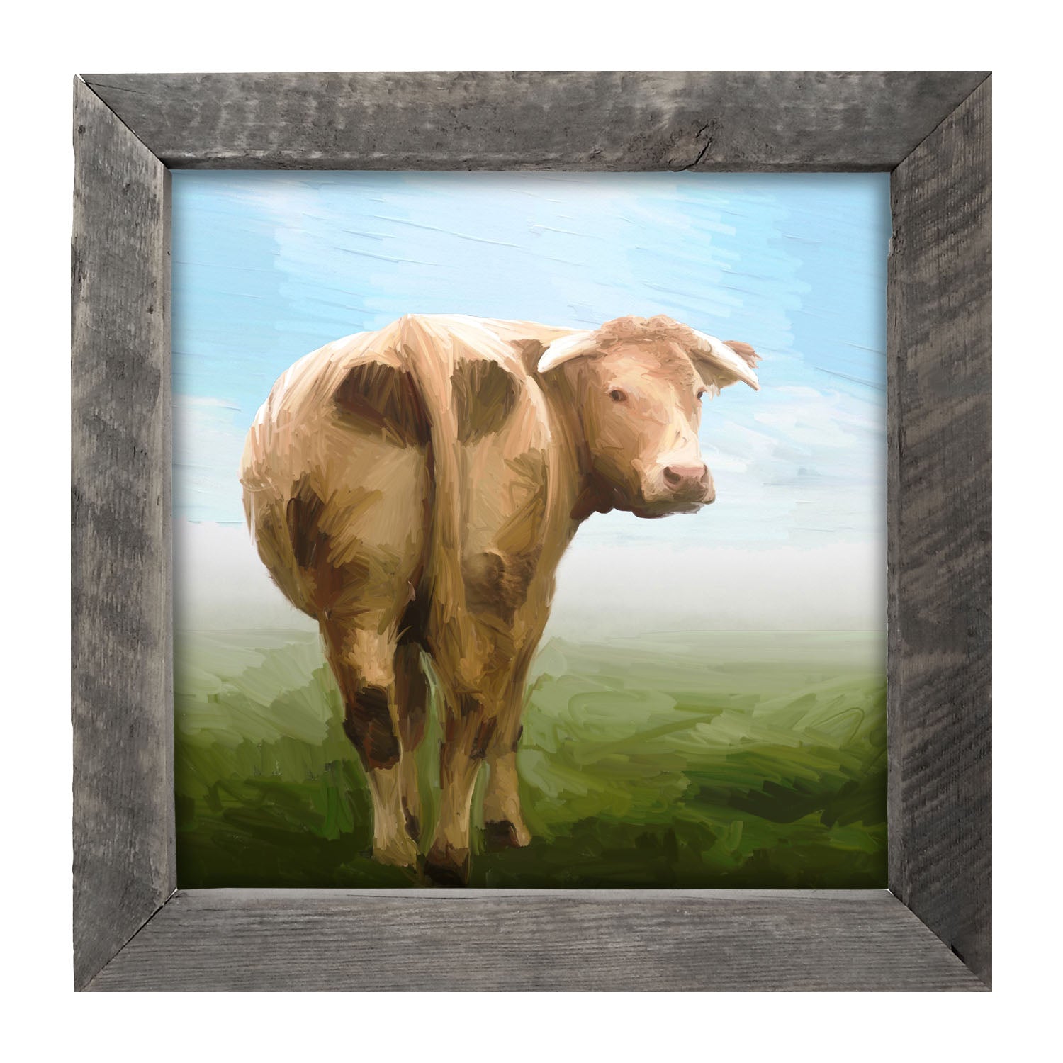 Cow Looking Back - Framed art