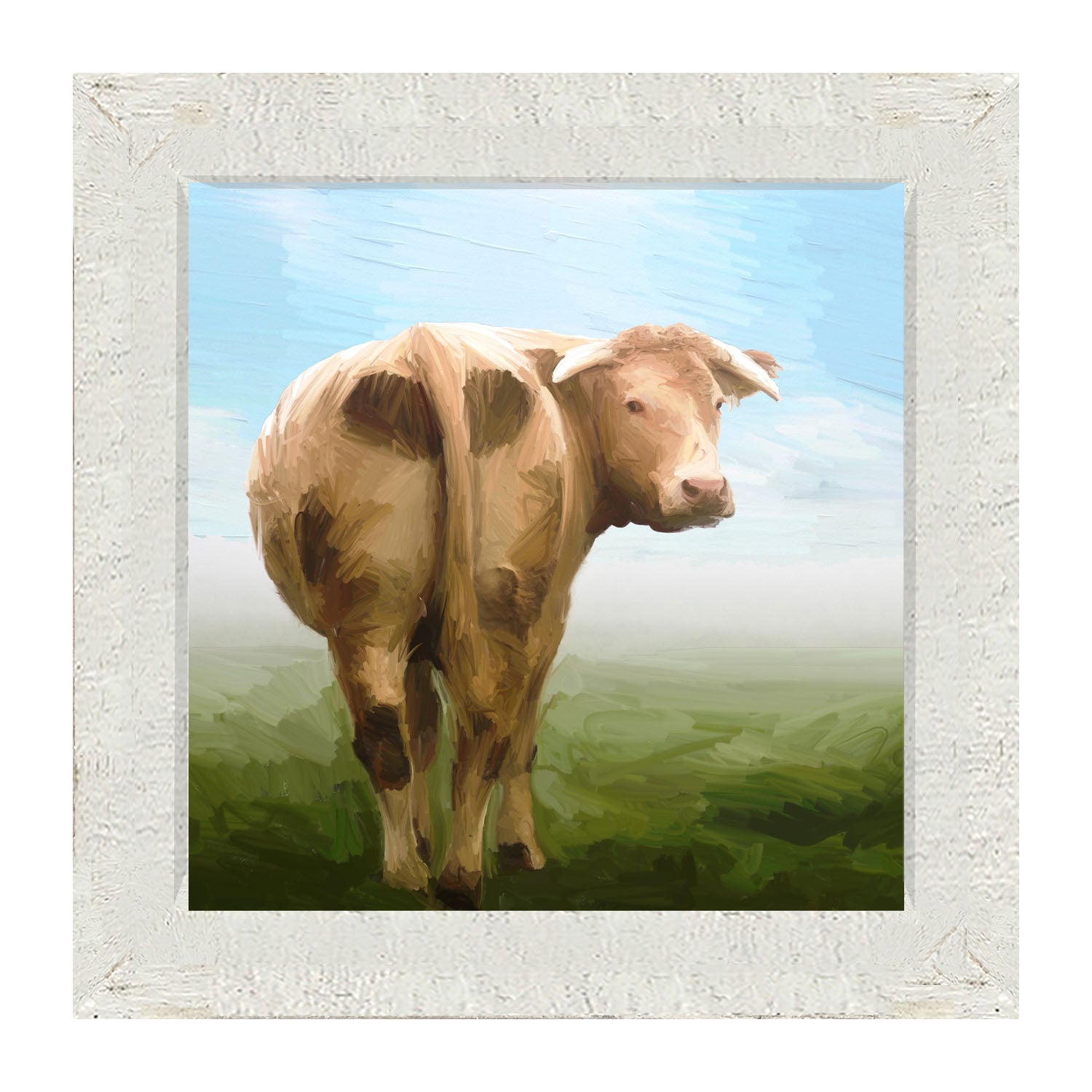 Cow Looking Back - Framed art