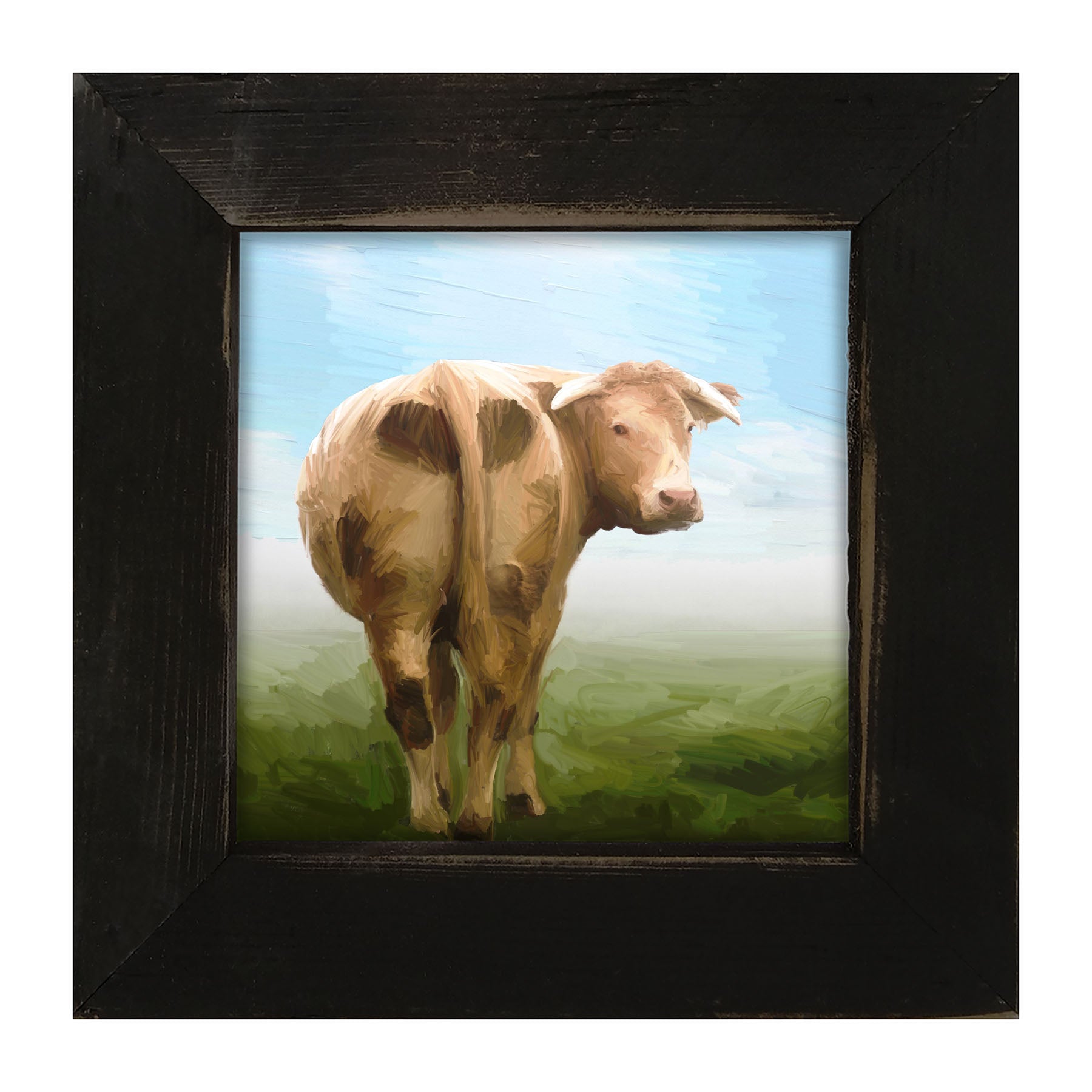 Cow Looking Back - Framed art