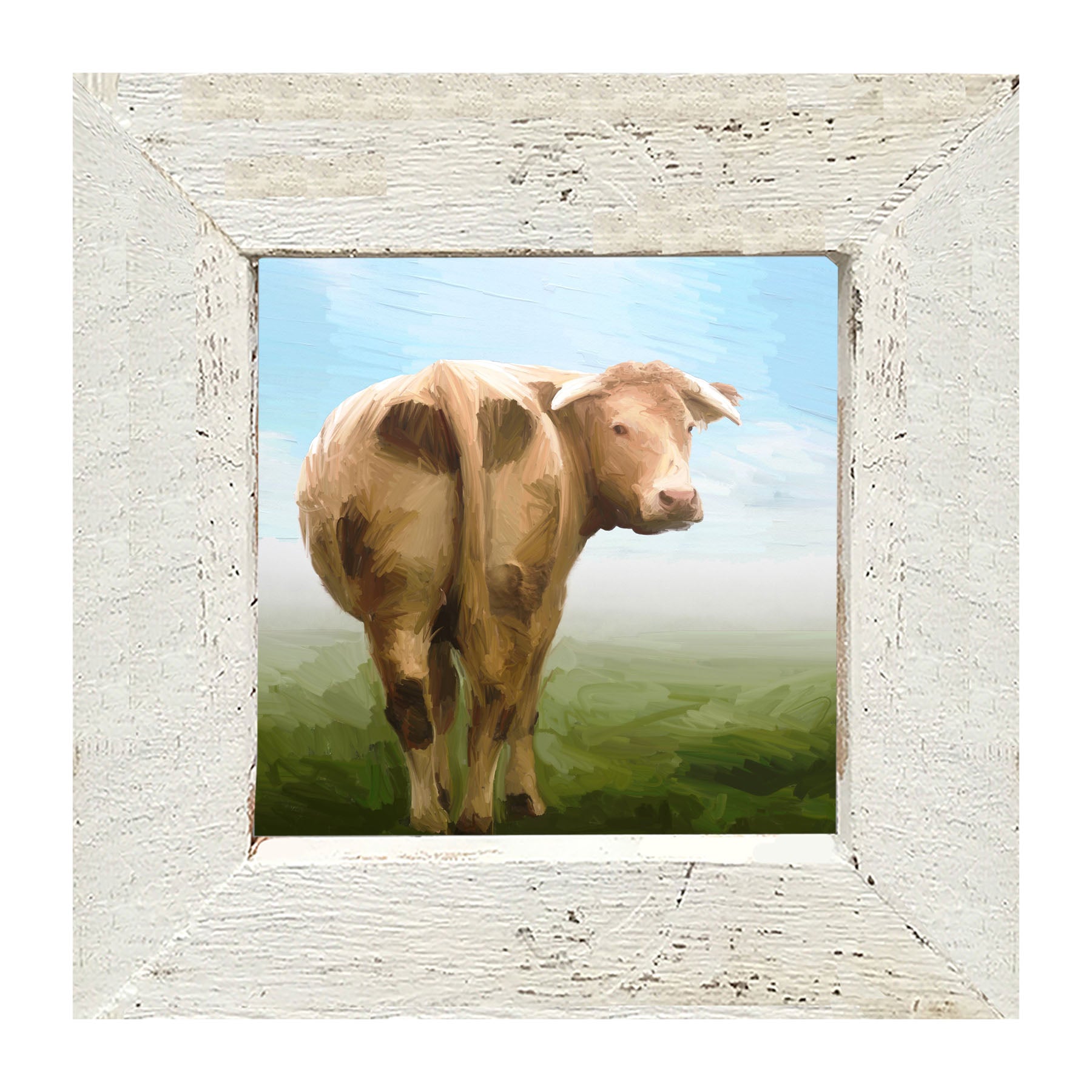 Cow Looking Back - Framed art