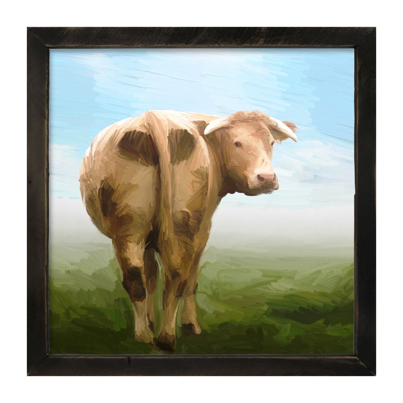 Cow Looking Back - Framed art