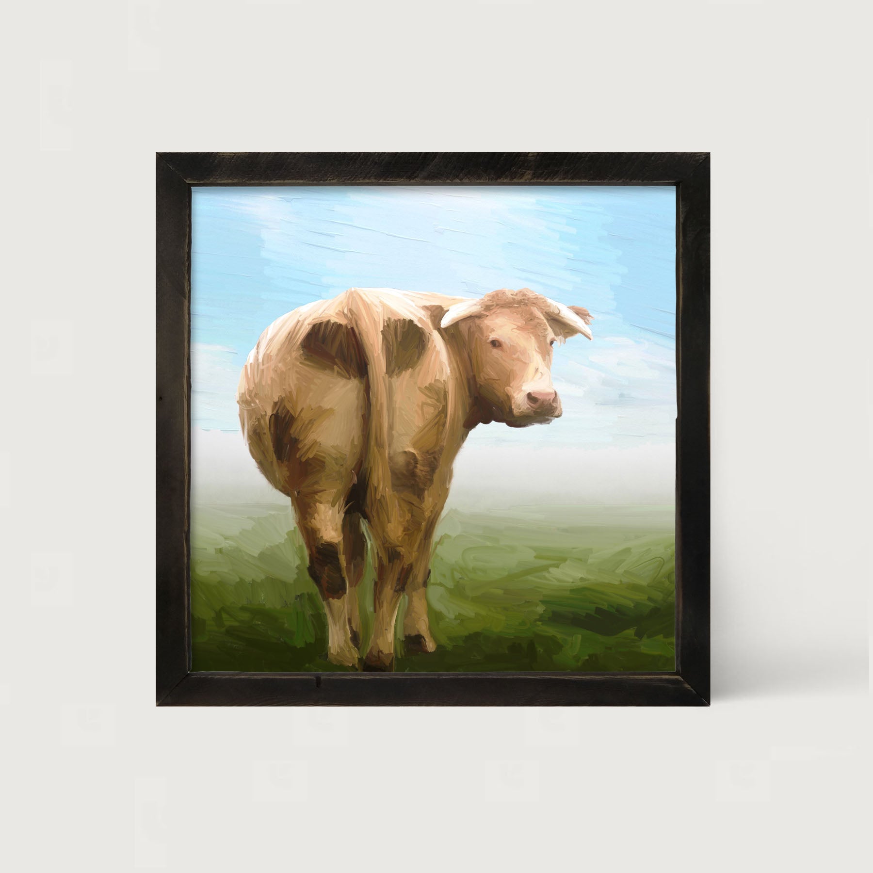 Cow Looking Back - Framed art