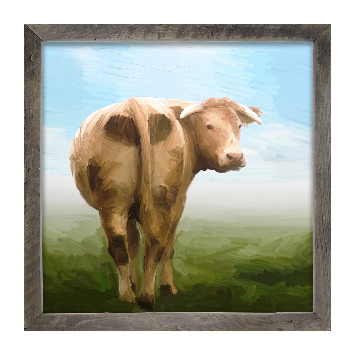 Cow Looking Back - Framed art