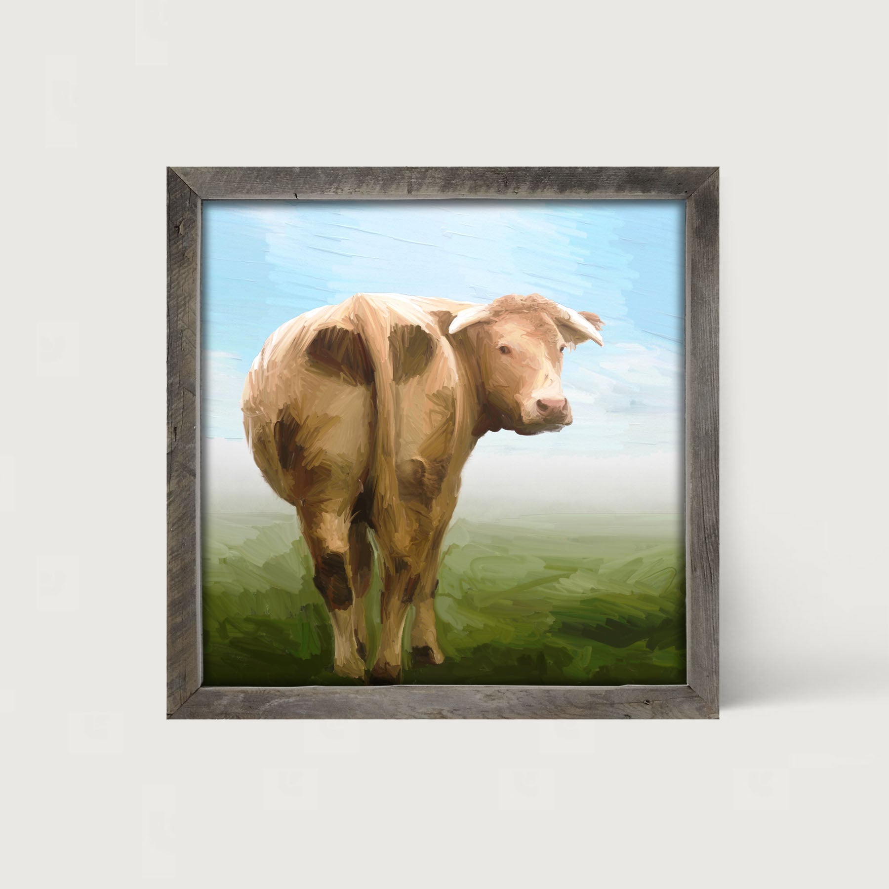Cow Looking Back - Framed art