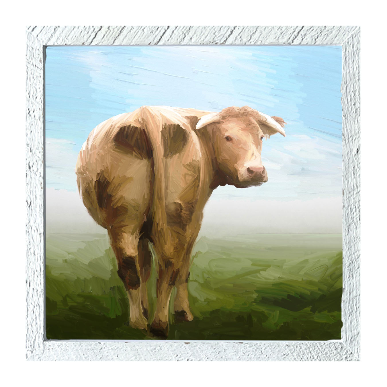 Cow Looking Back - Framed art