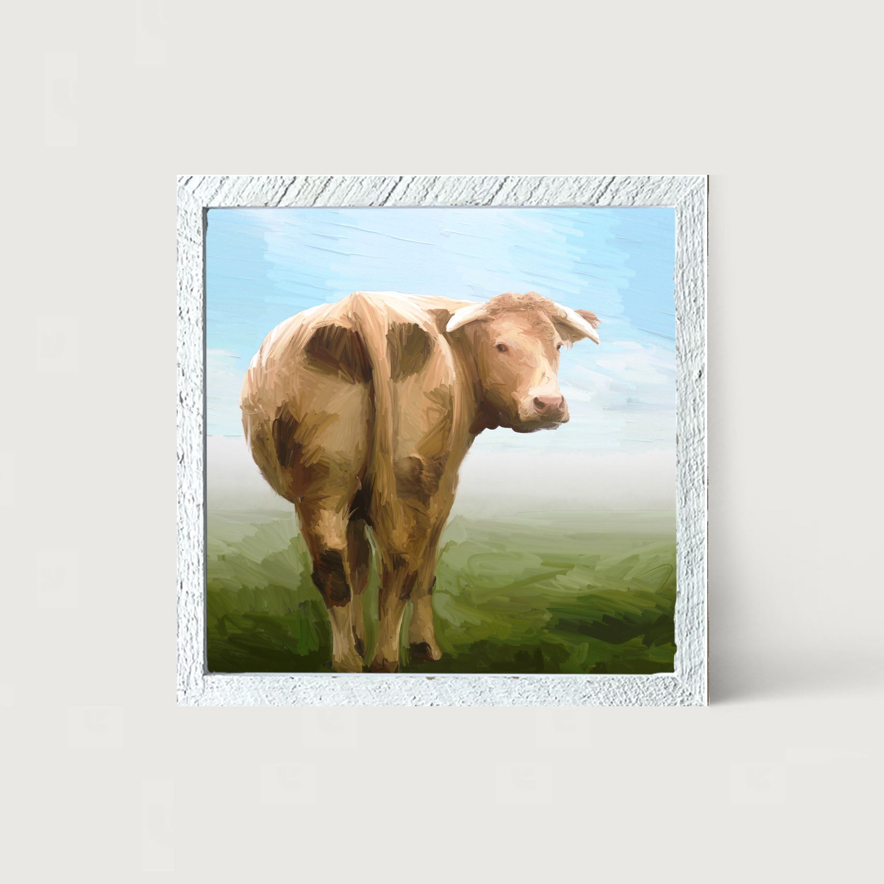 Cow Looking Back - Framed art