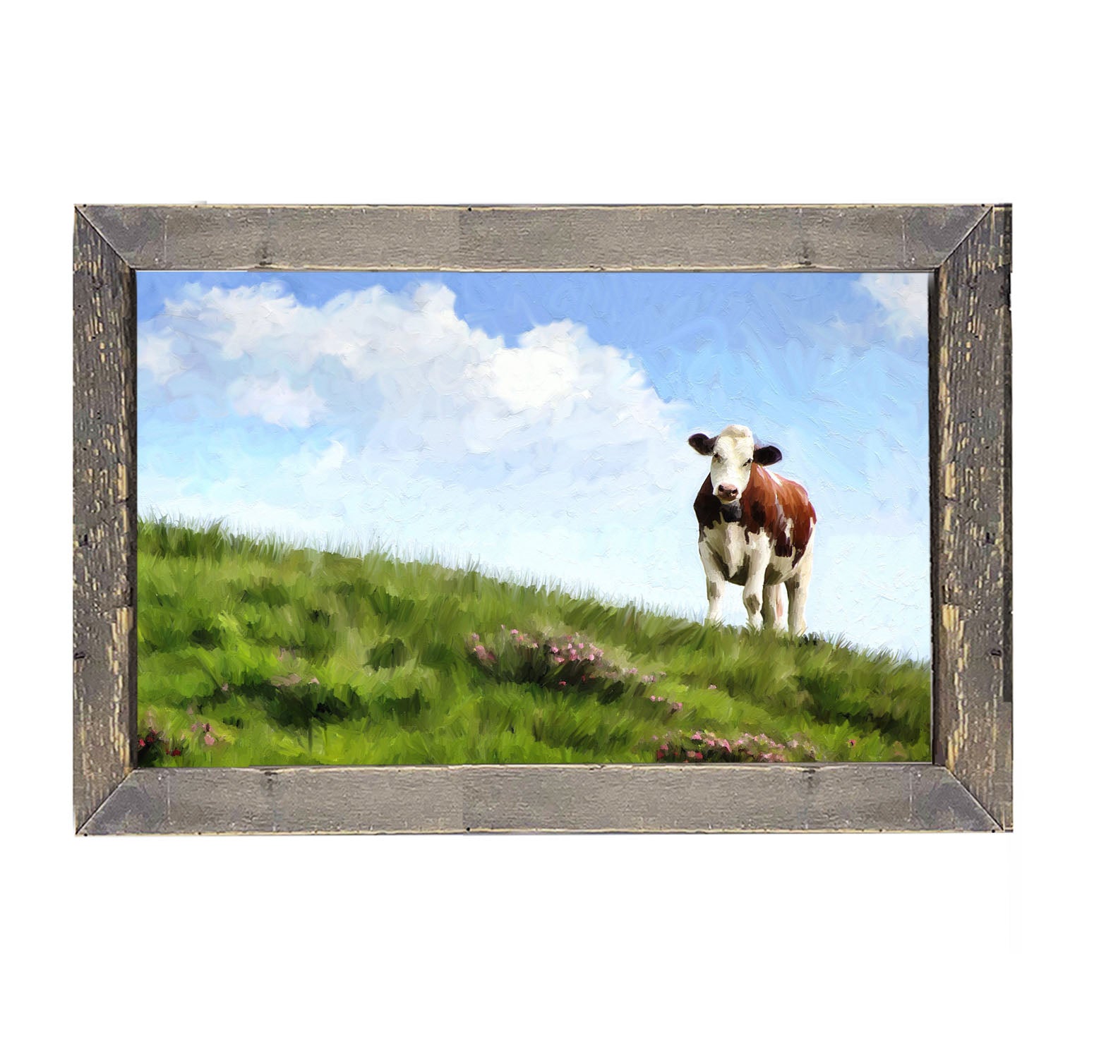 Cow in The Field - Framed art