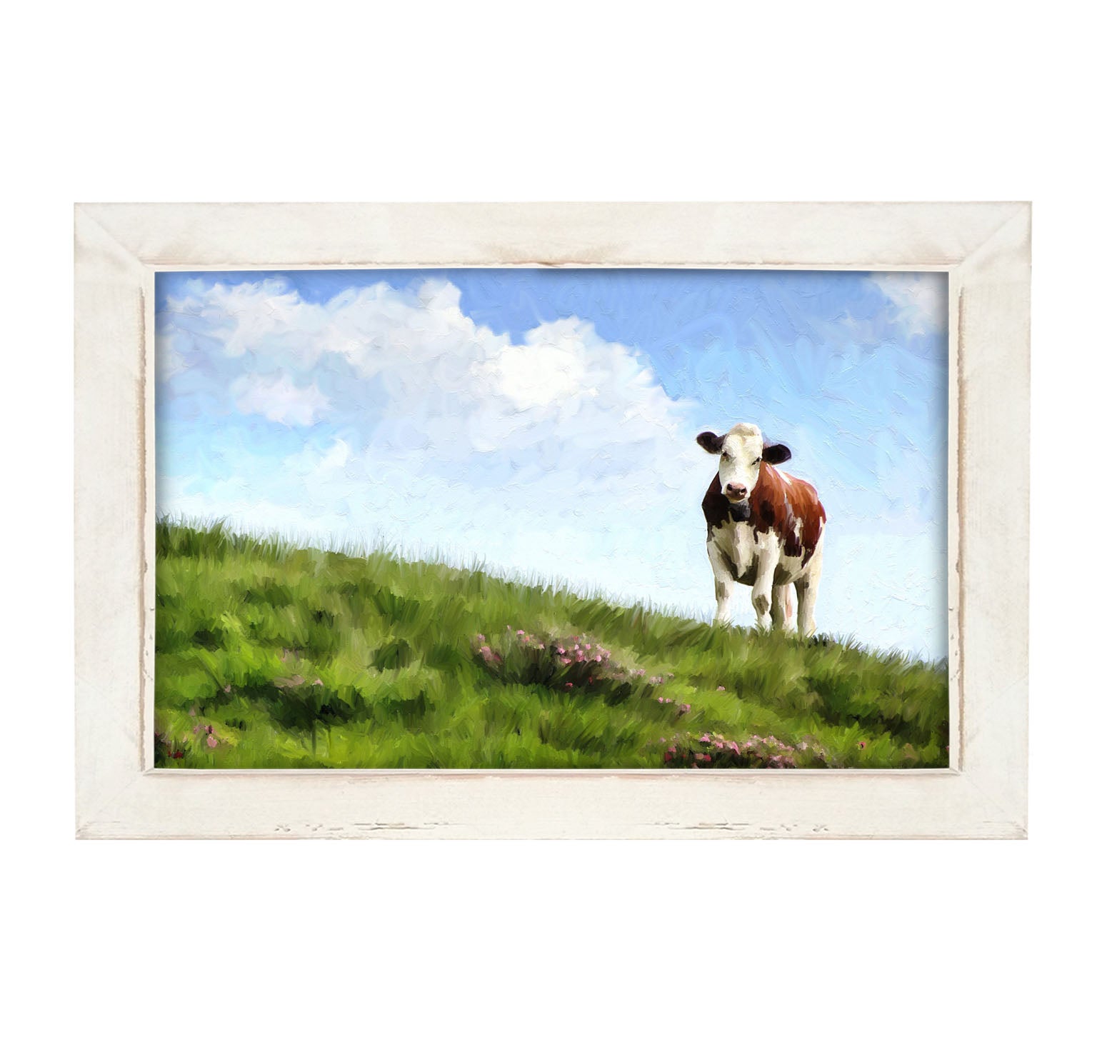 Cow in The Field - Framed art