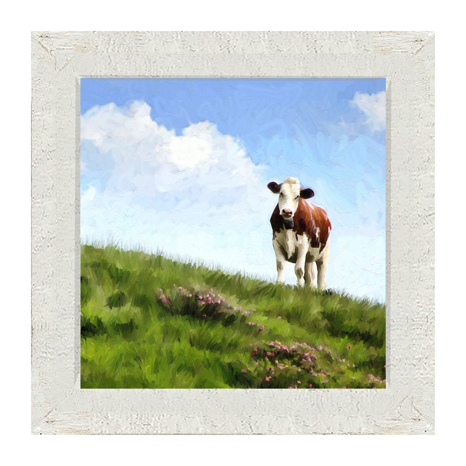 Cow in The Field - Framed art
