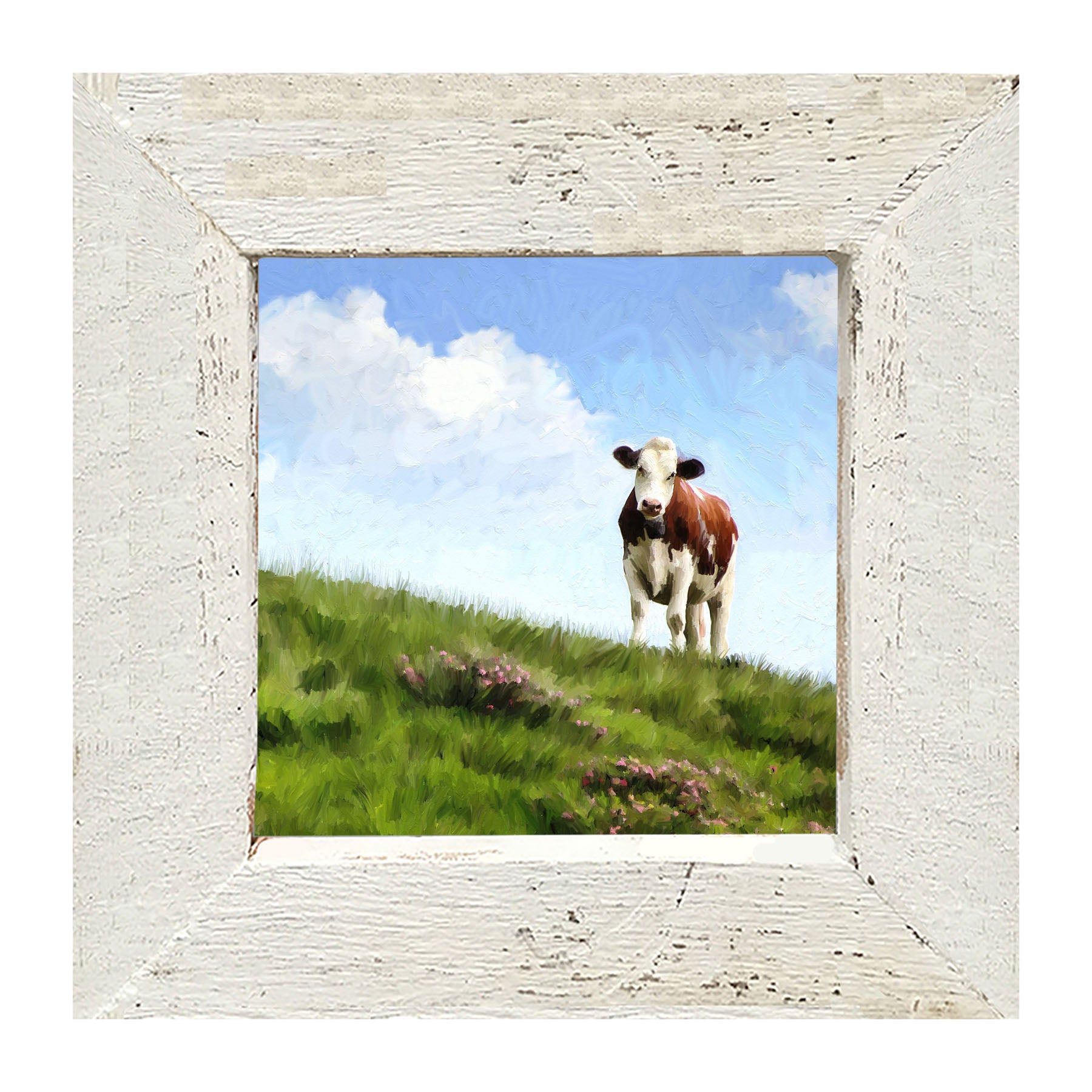 Cow in The Field - Framed art