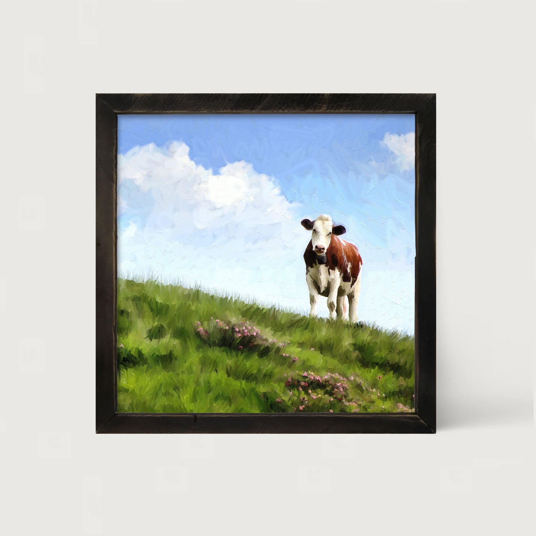Cow in The Field - Framed art