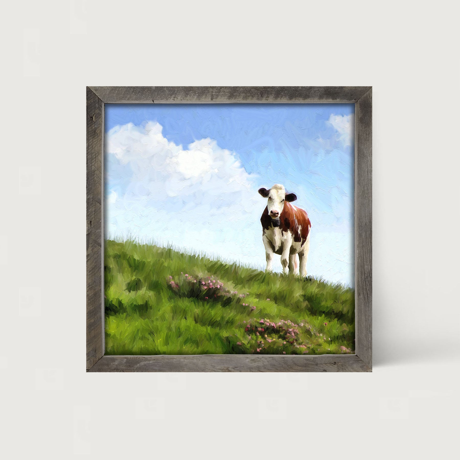 Cow in The Field - Framed art