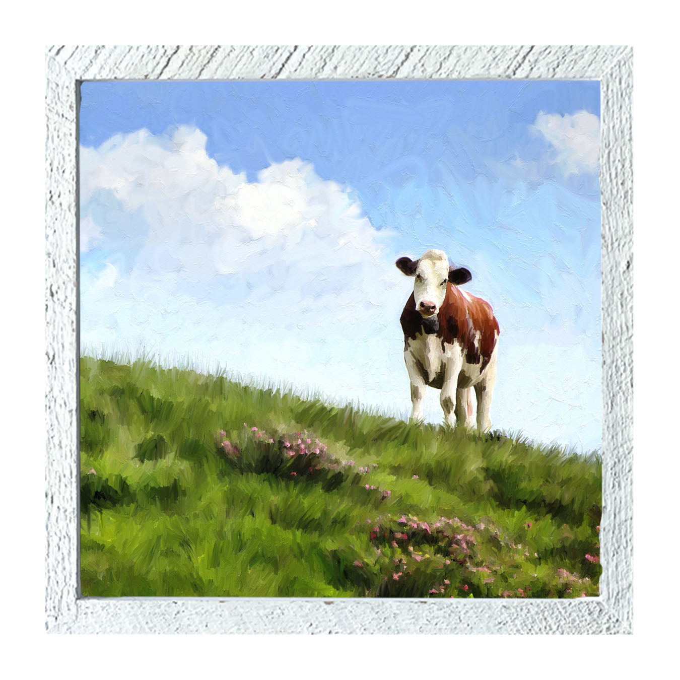 Cow in The Field - Framed art