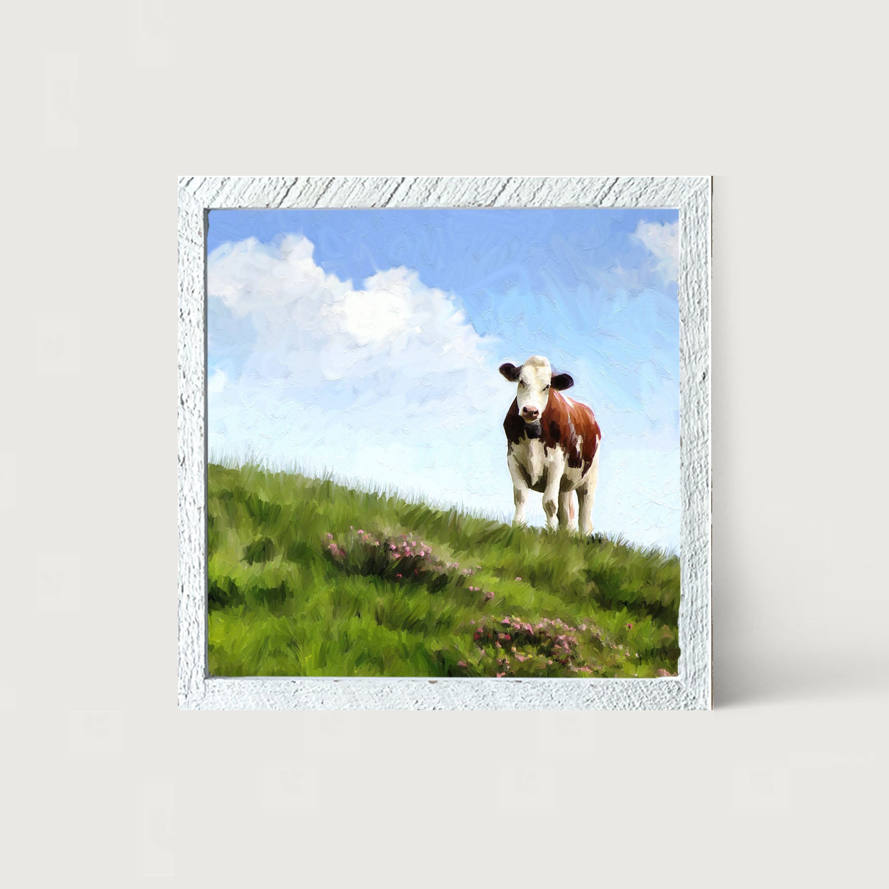 Cow in The Field - Framed art