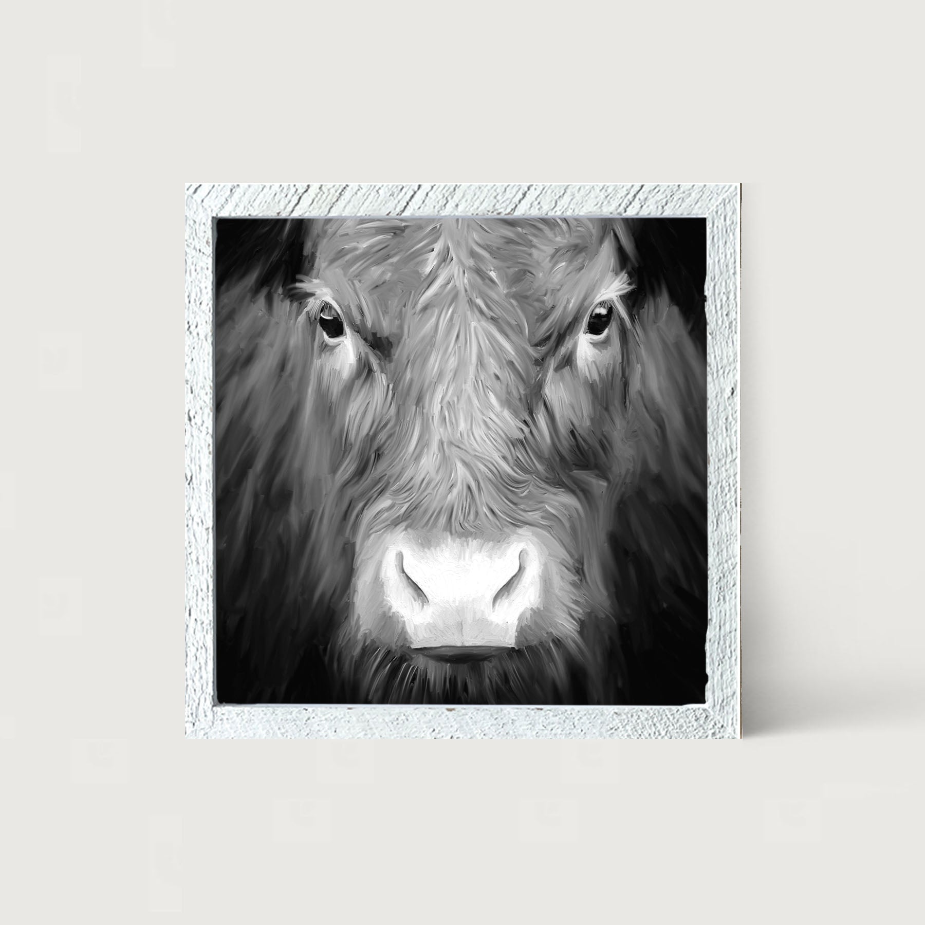Black and White Cow - Framed art