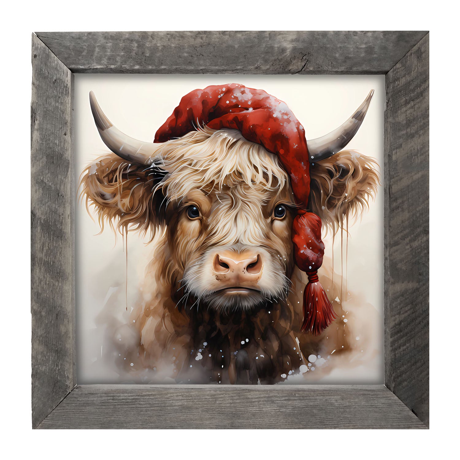 Festive Highland cow - Framed art