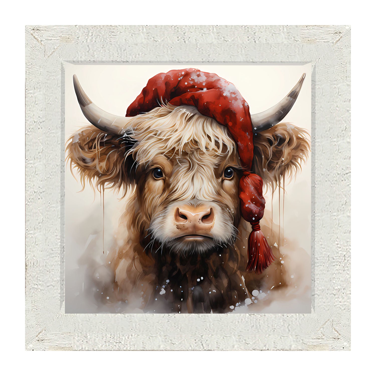 Festive Highland cow - Framed art