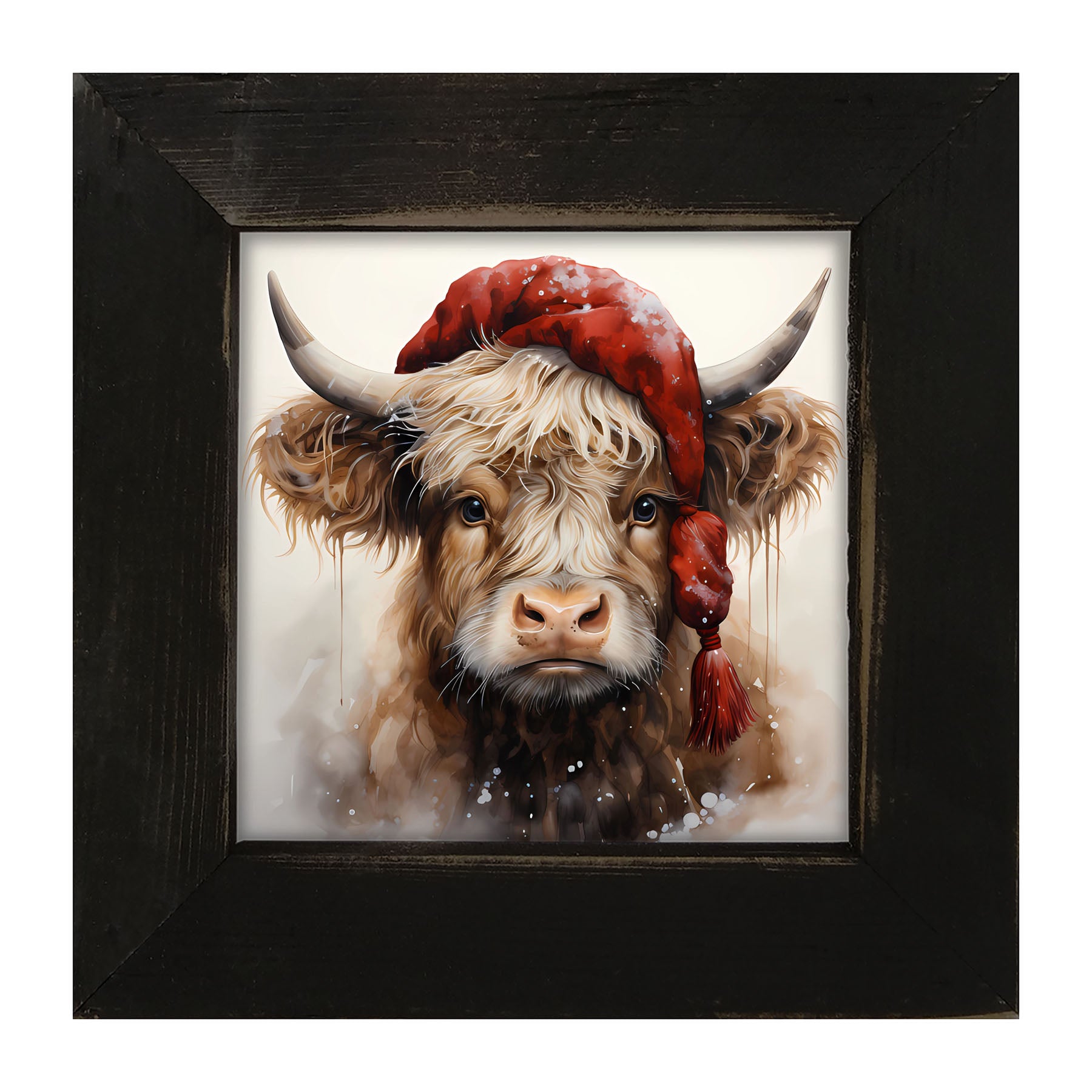 Festive Highland cow - Framed art
