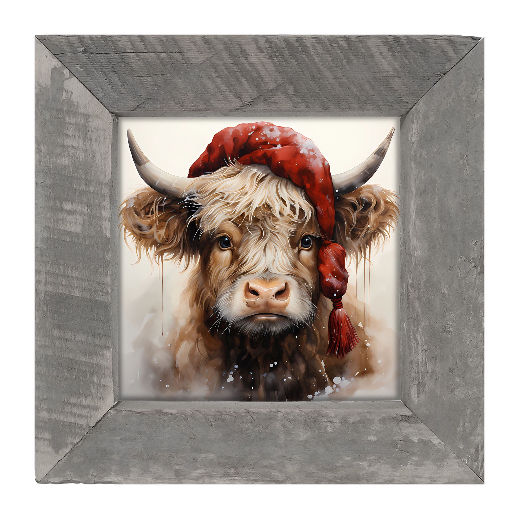 Festive Highland cow - Framed art