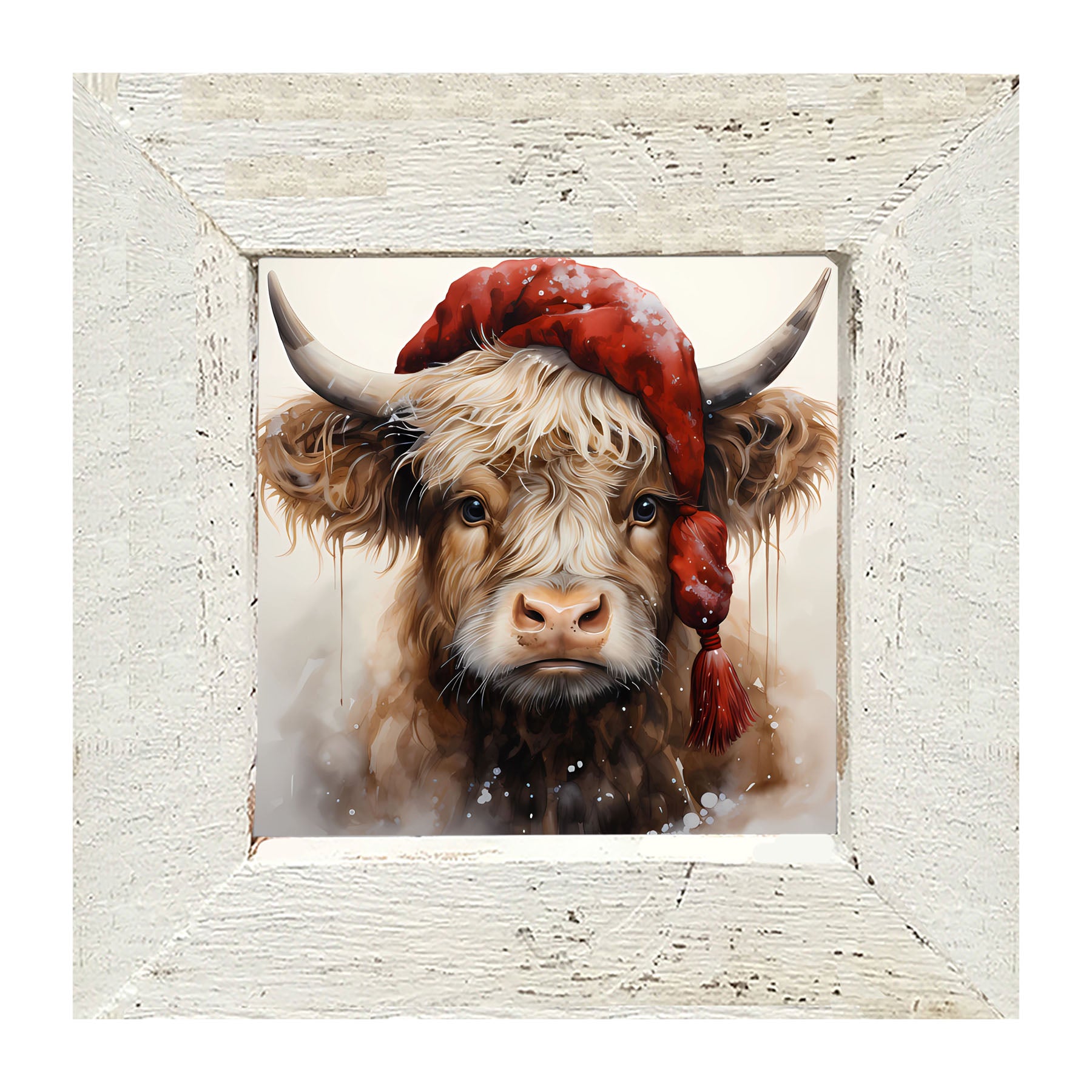 Festive Highland cow - Framed art