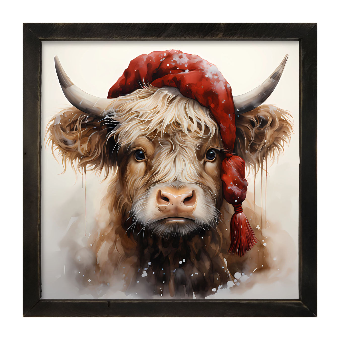 Festive Highland cow - Framed art