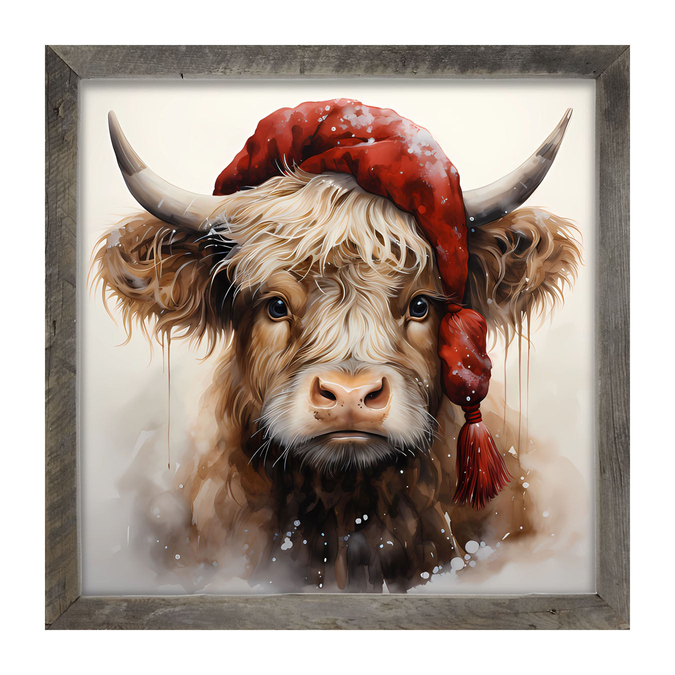 Festive Highland cow - Framed art
