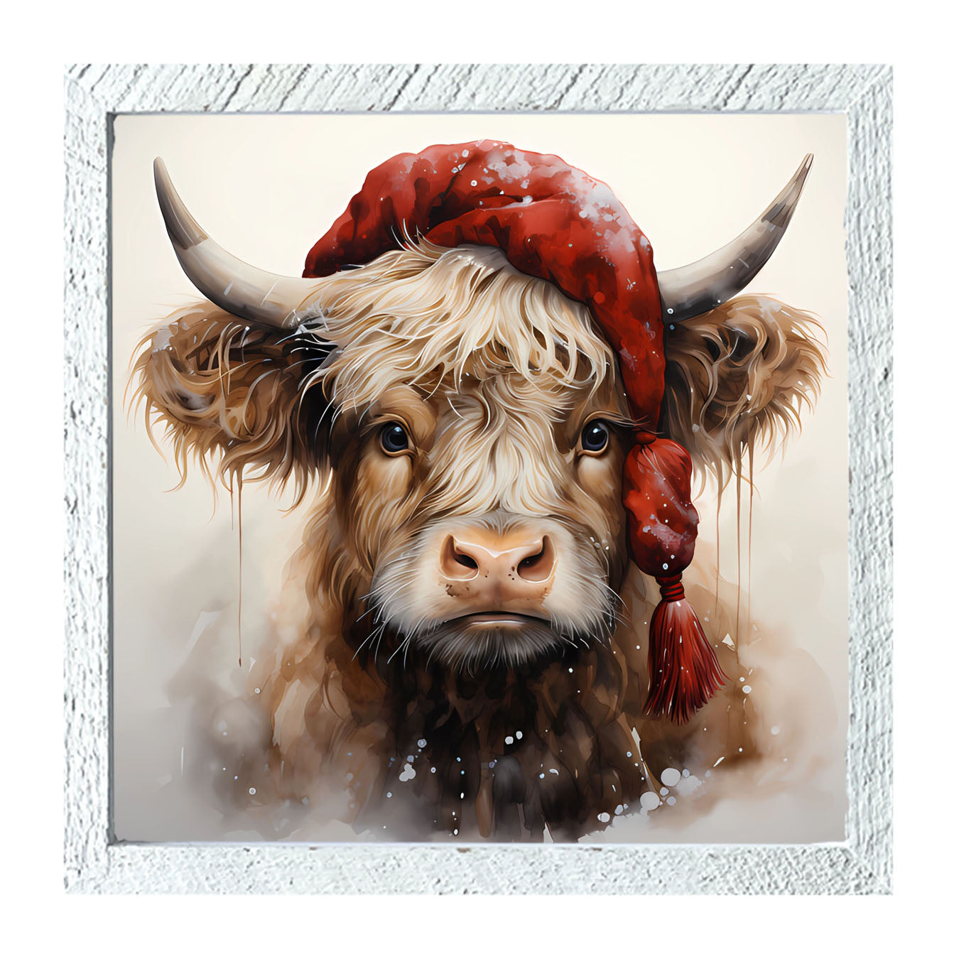 Festive Highland cow - Framed art