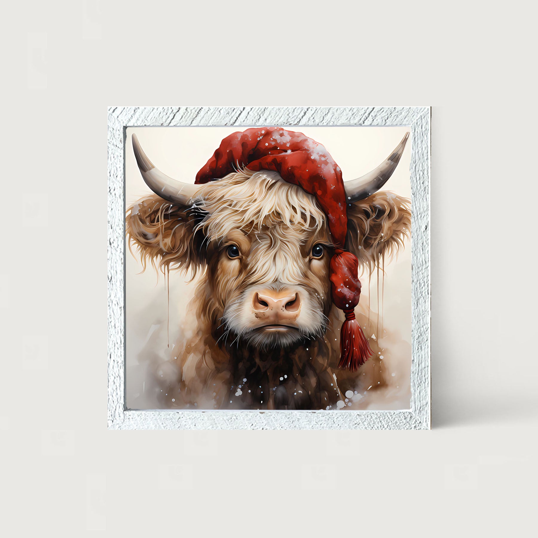 Festive Highland cow - Framed art