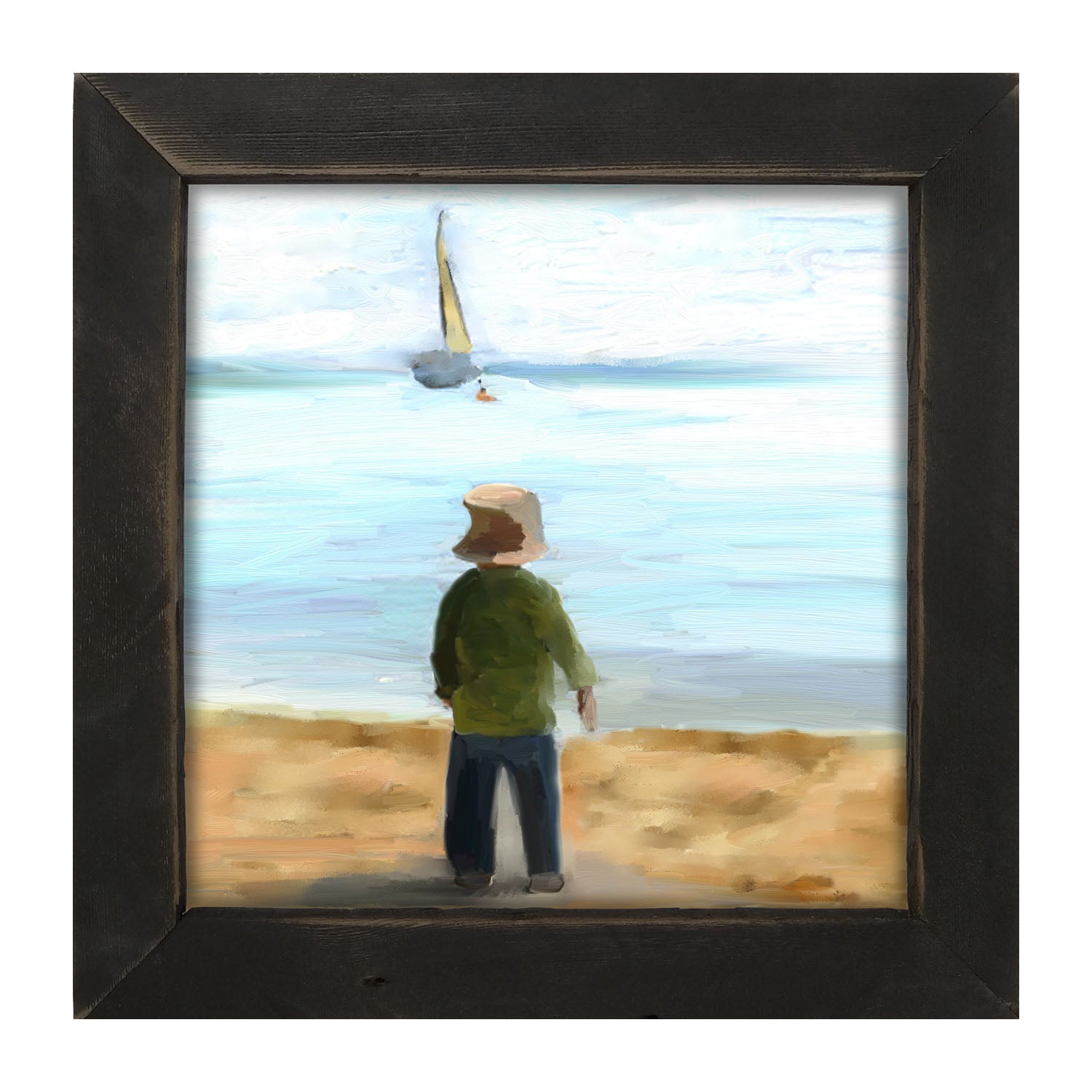 Boy on The Beach - Framed art