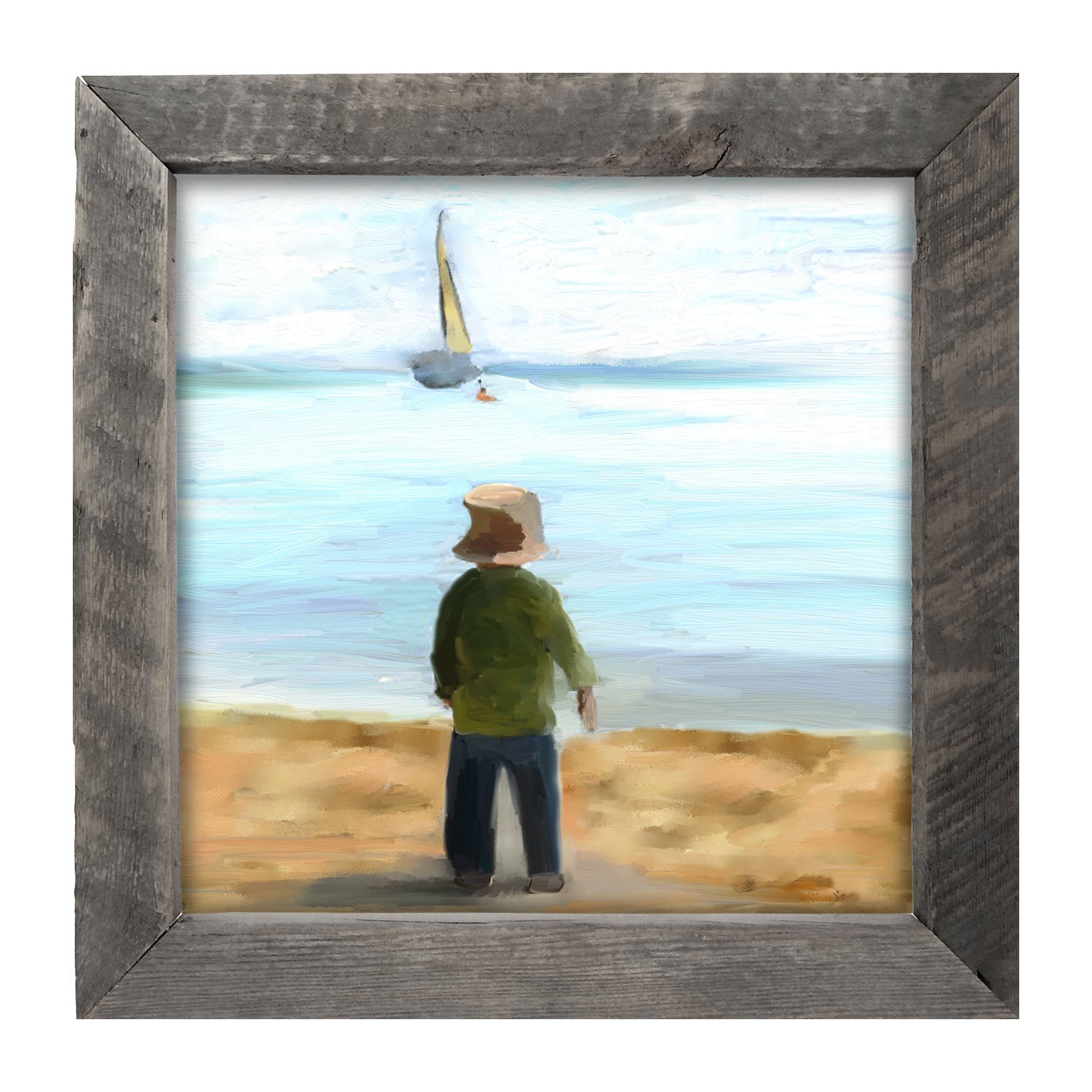Boy on The Beach - Framed art
