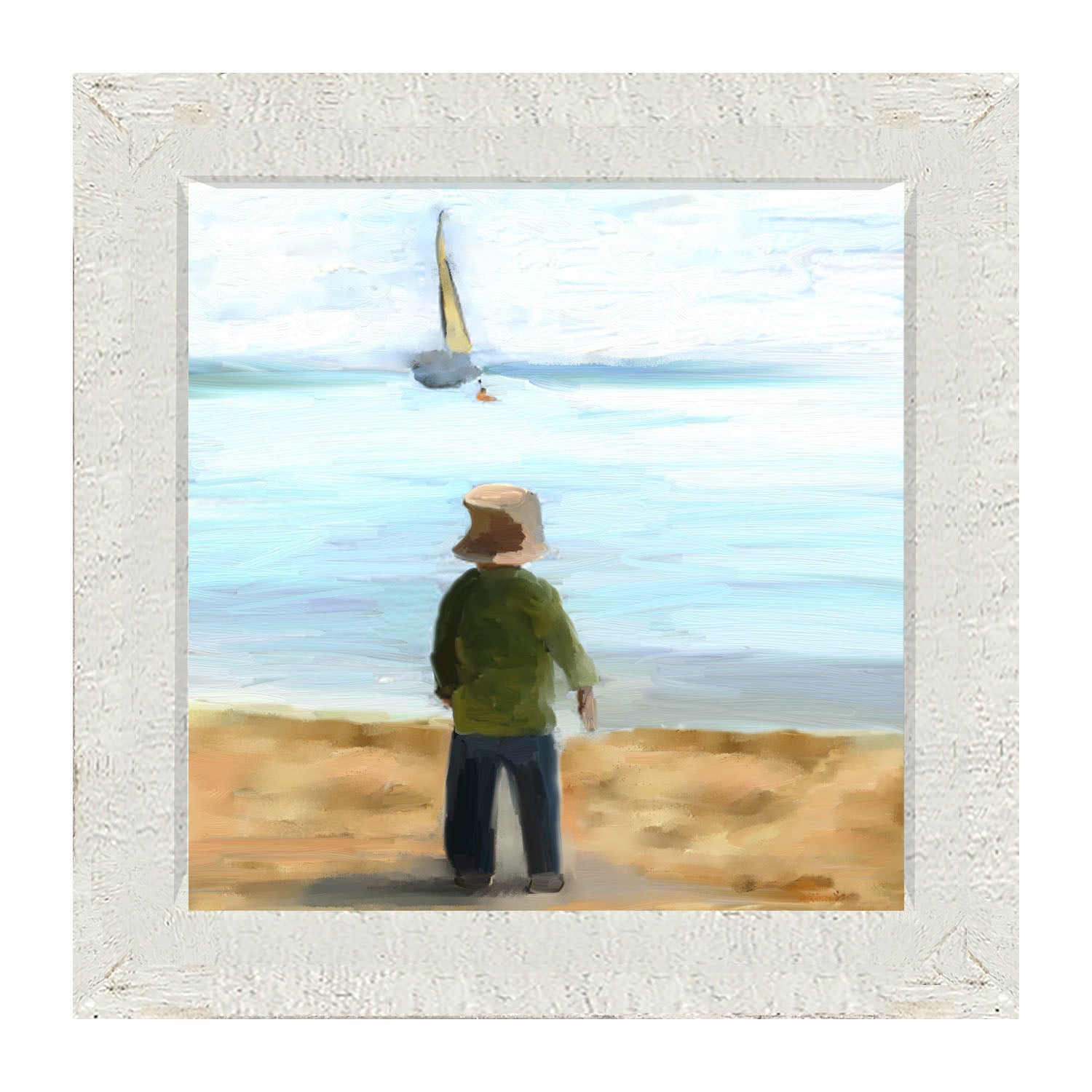 Boy on The Beach - Framed art