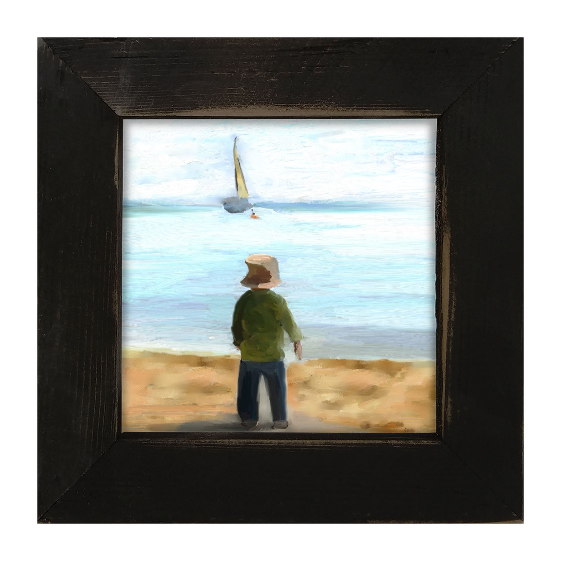 Boy on The Beach - Framed art