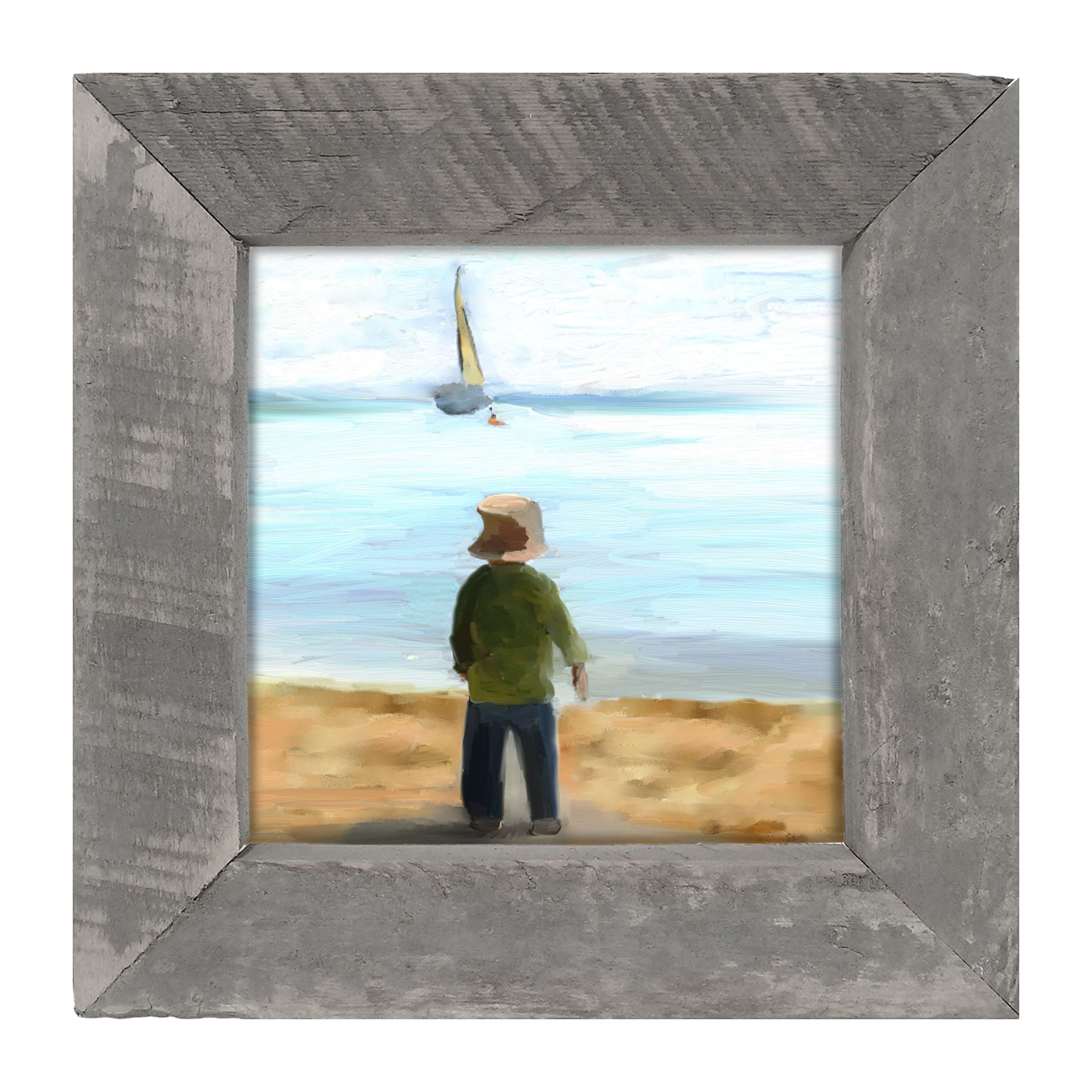 Boy on The Beach - Framed art