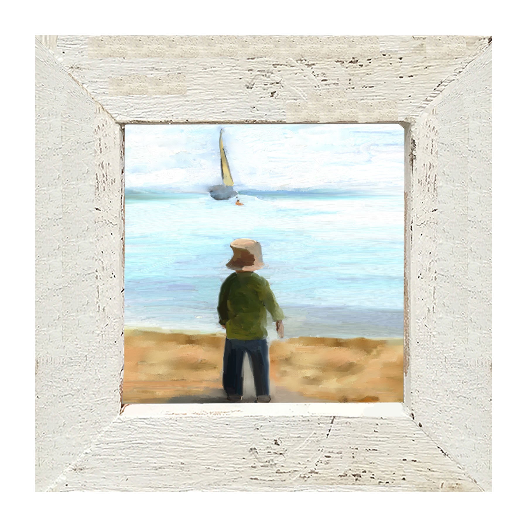 Boy on The Beach - Framed art