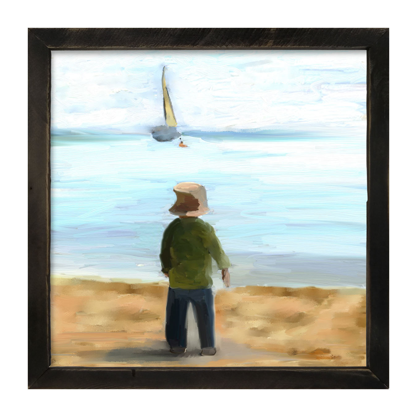 Boy on The Beach - Framed art