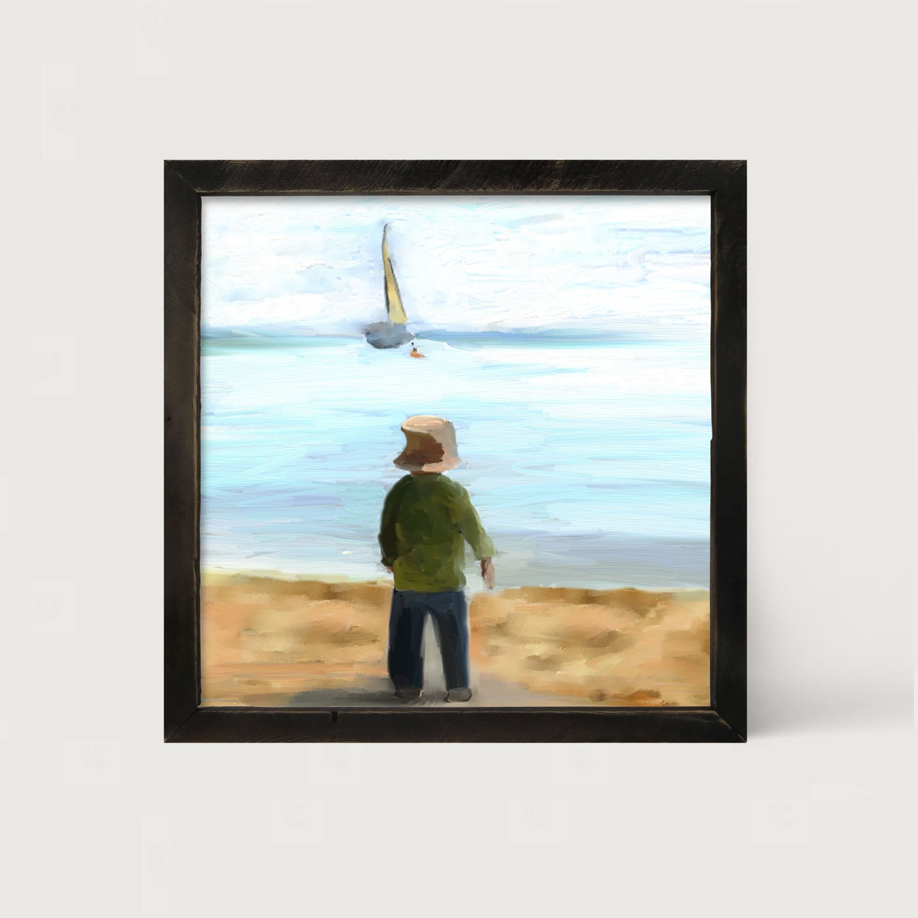 Boy on The Beach - Framed art