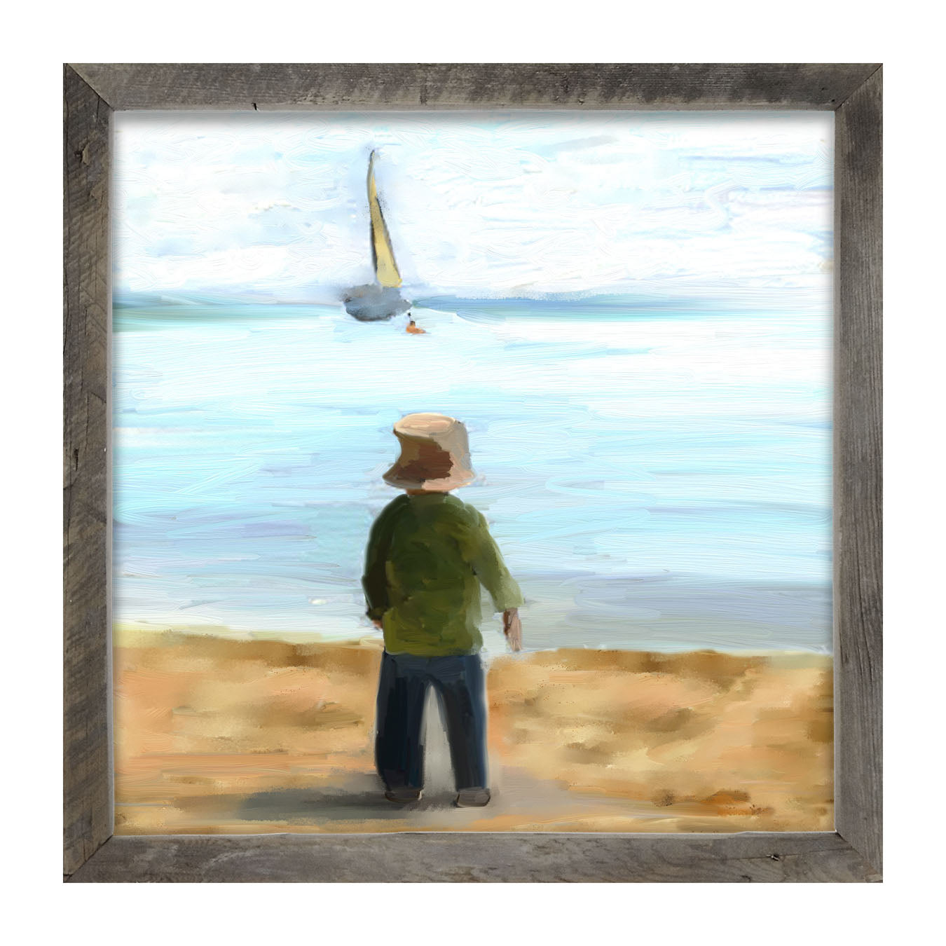 Boy on The Beach - Framed art