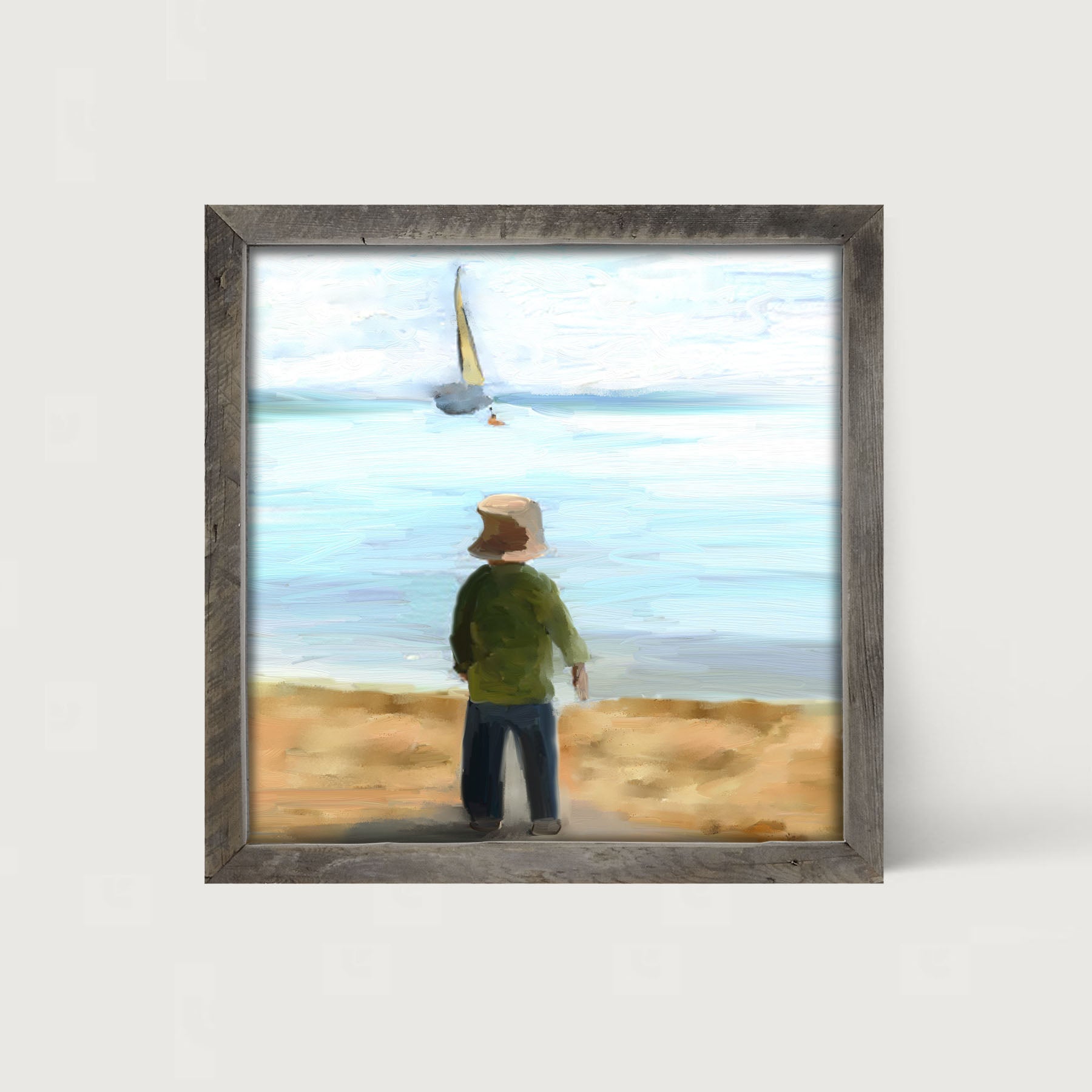 Boy on The Beach - Framed art