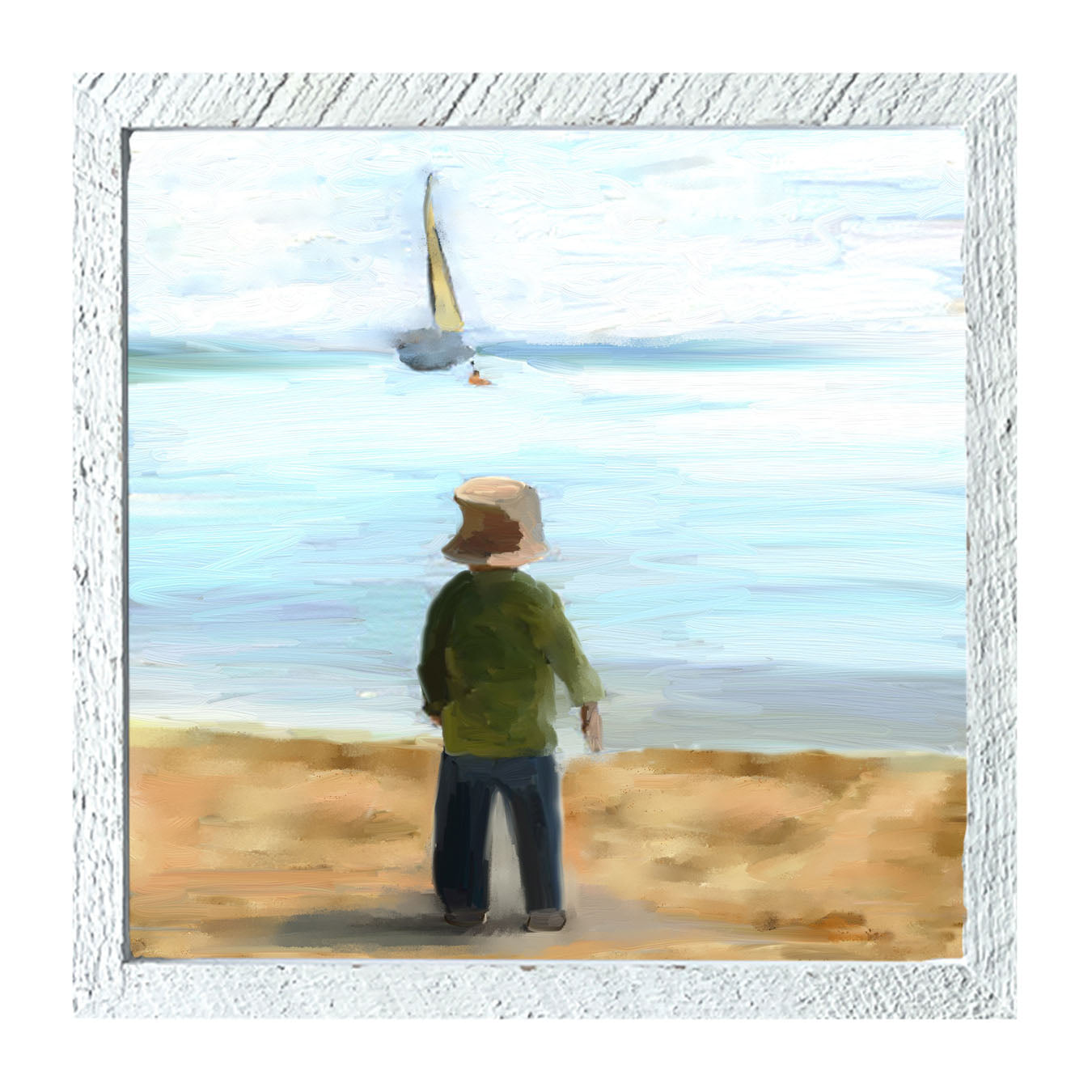Boy on The Beach - Framed art
