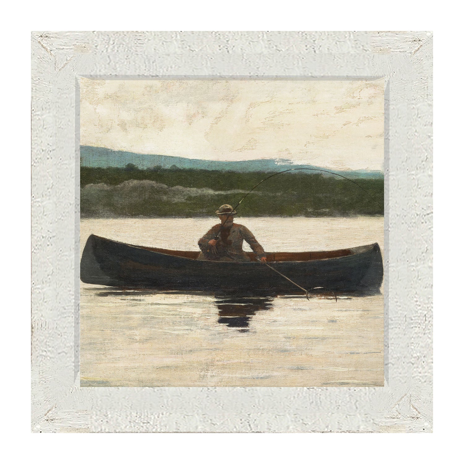Vintage canoe fishing