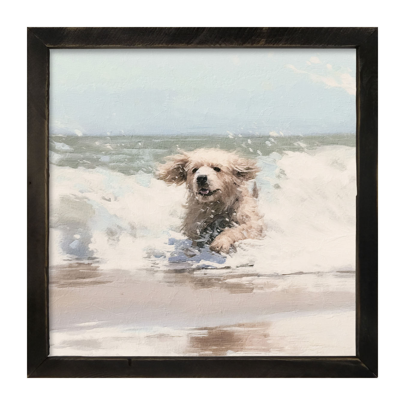 Dog running in water